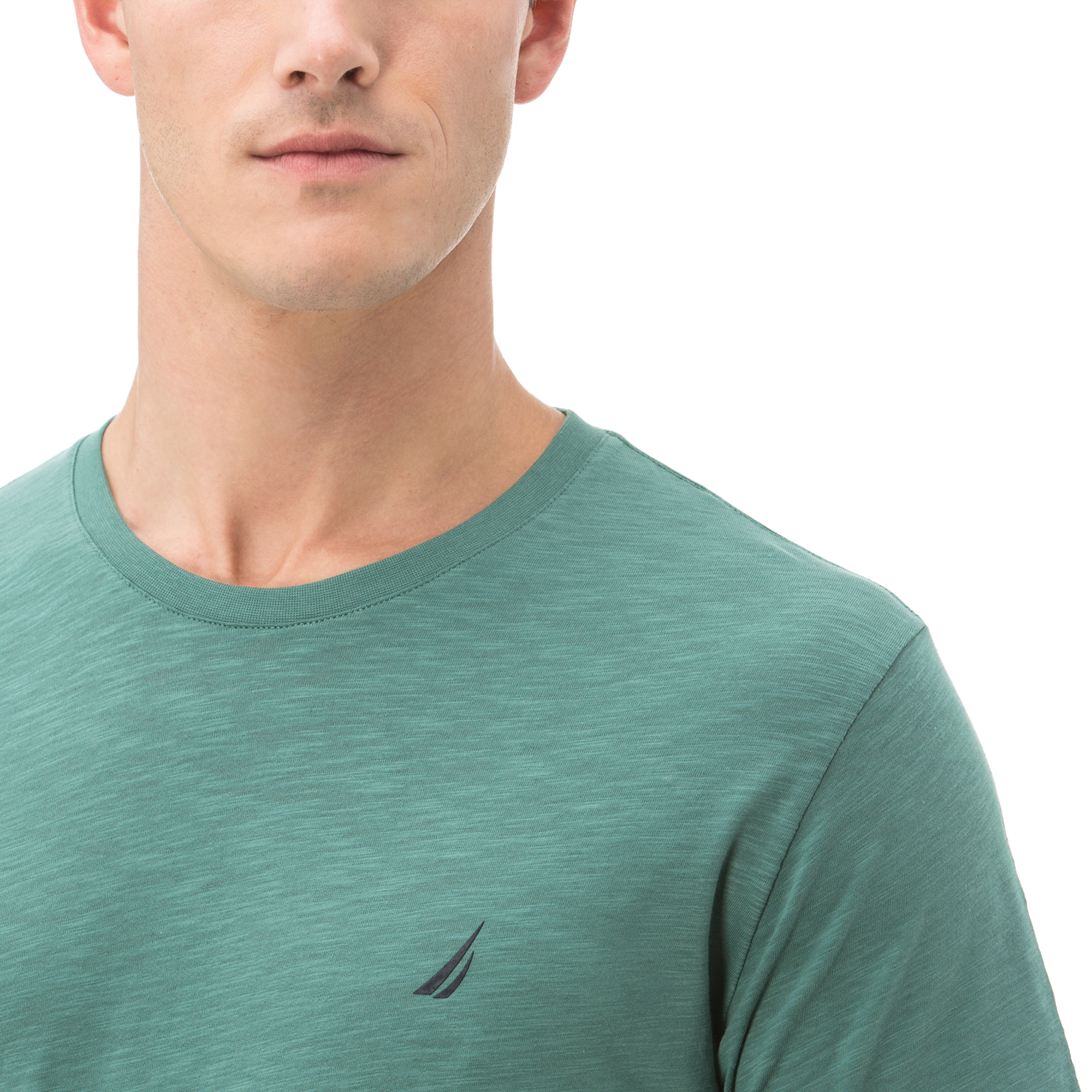 NAUTICA ERKEK YEŞİL KISA KOLLU BİSİKLET YAKA FLAMLI SLIM FIT T-SHIRT