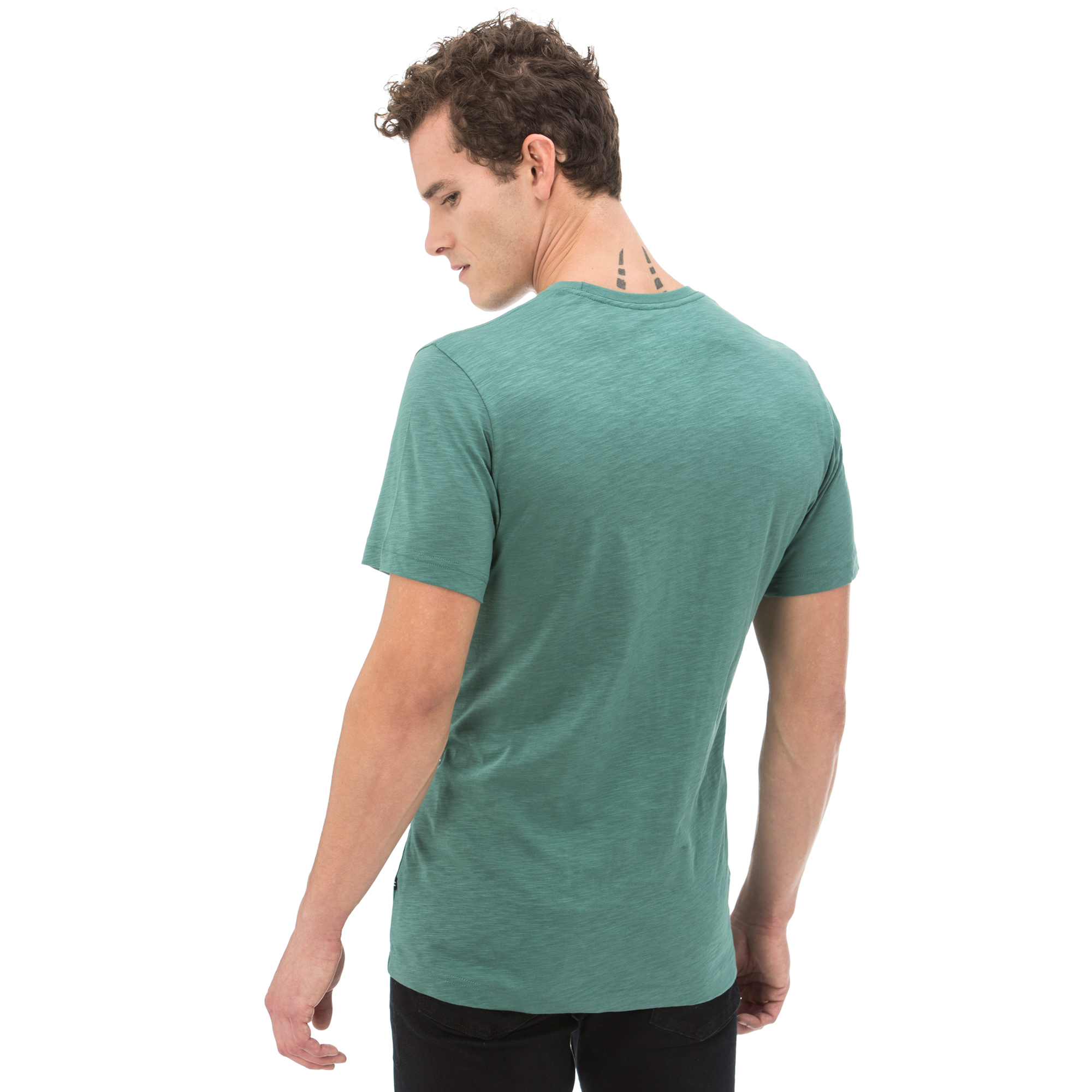 NAUTICA ERKEK YEŞİL KISA KOLLU BİSİKLET YAKA FLAMLI SLIM FIT T-SHIRT