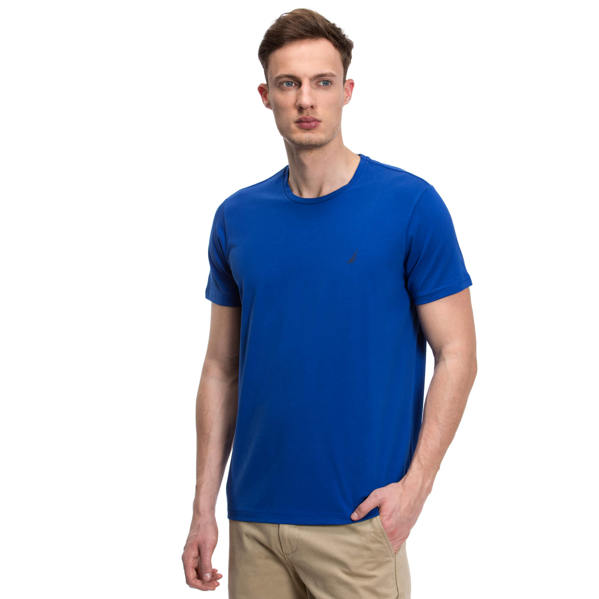NAUTICA ERKEK LACİVERT KISA KOLLU BİSİKLET YAKA SLIM FIT T-SHIRT