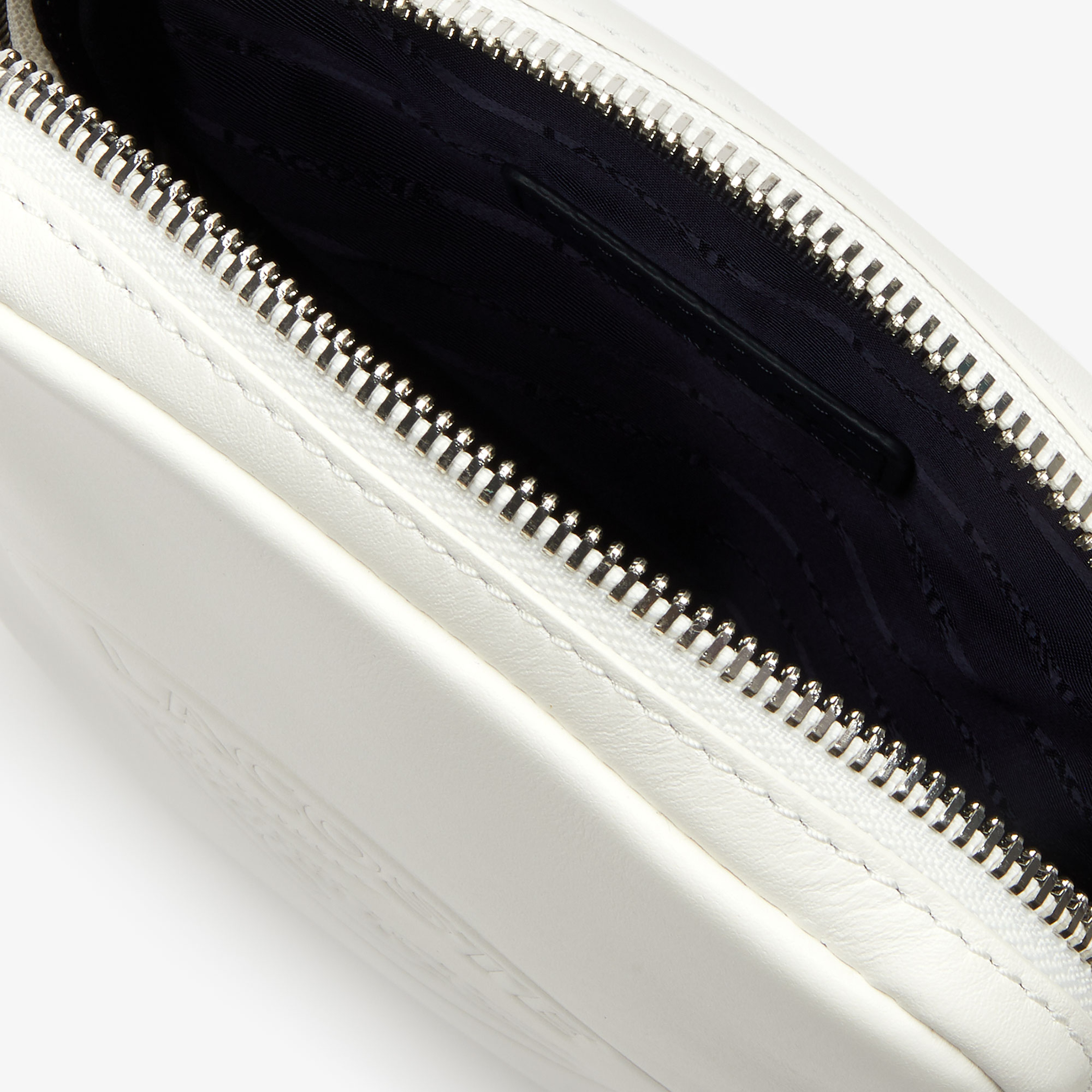 Lacoste L.12.12 Cuir Deri Timsah Baskılı Beyaz Kamera Çantası