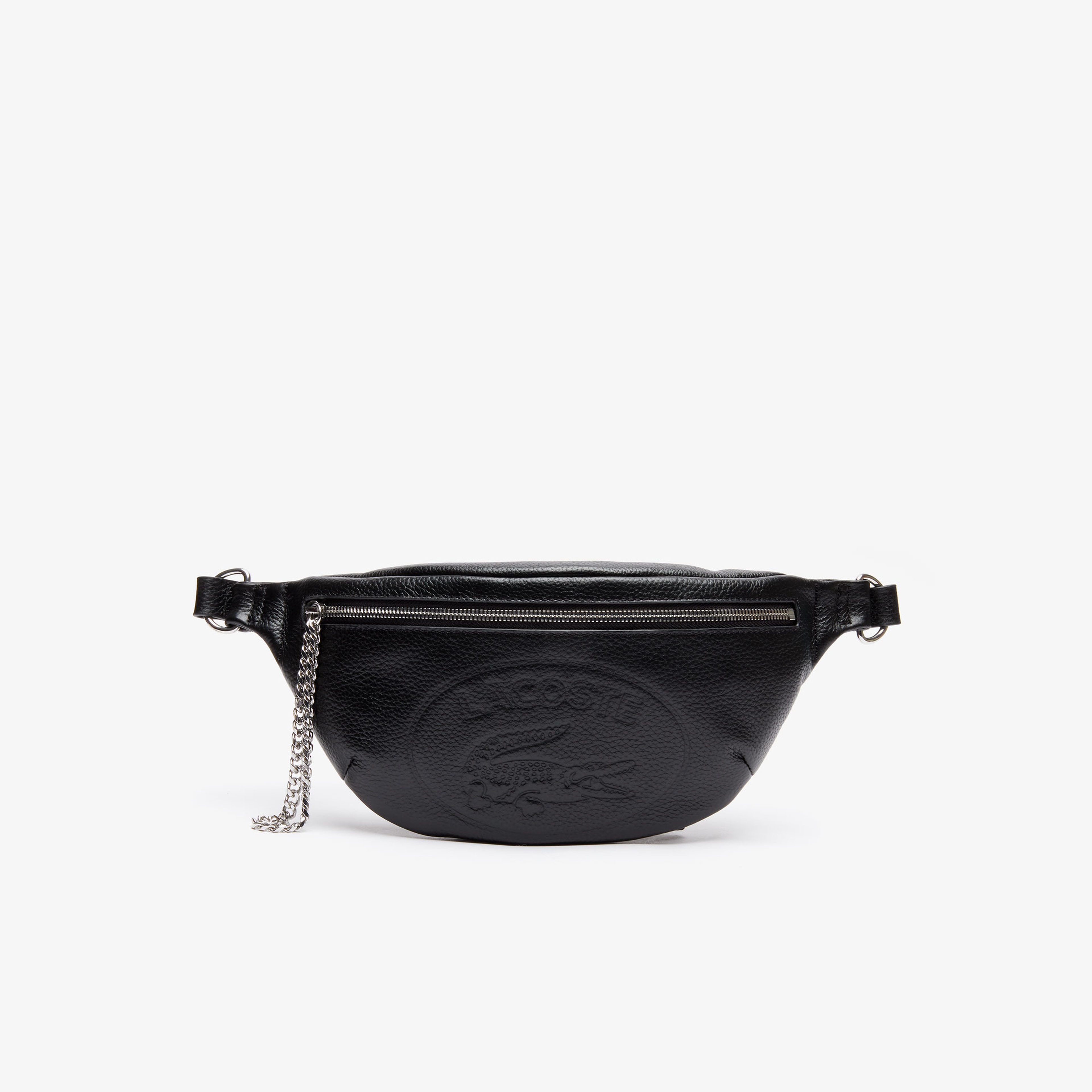 Lacoste Croco Crew Siyah Deri Timsah Baskılı Bel Çantası