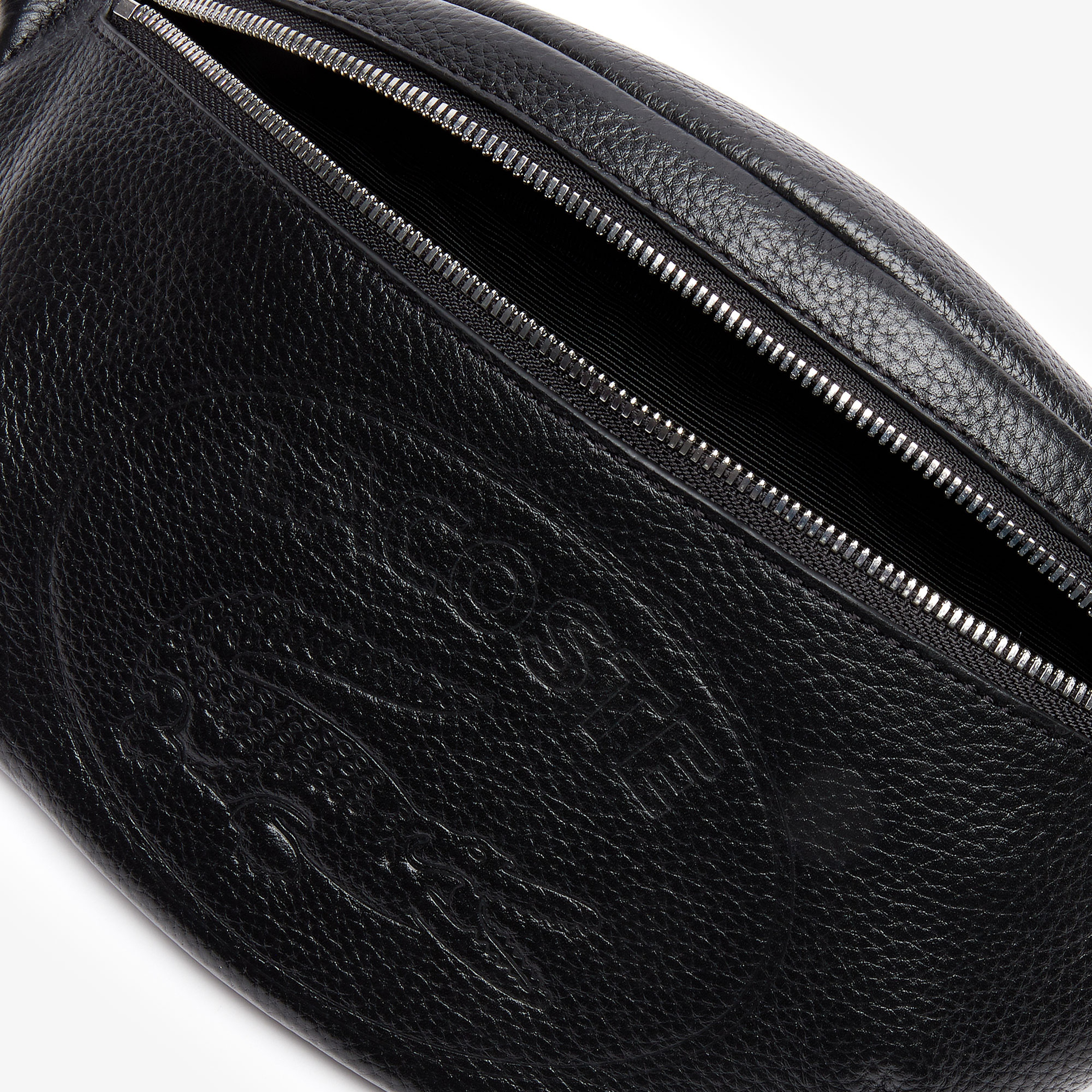 Lacoste Croco Crew Siyah Deri Timsah Baskılı Bel Çantası