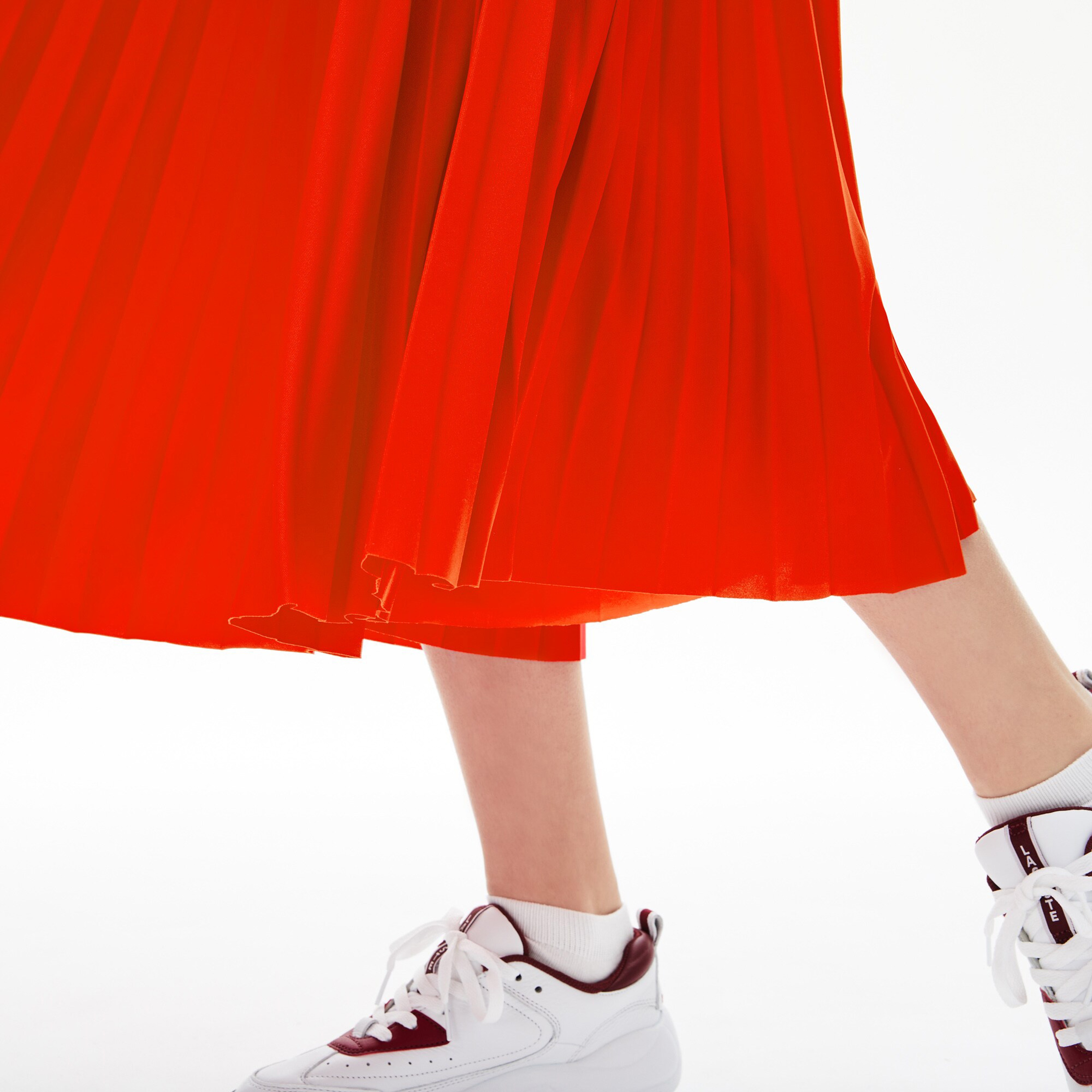 Lacoste Kadın Pileli Kırmızı Etek