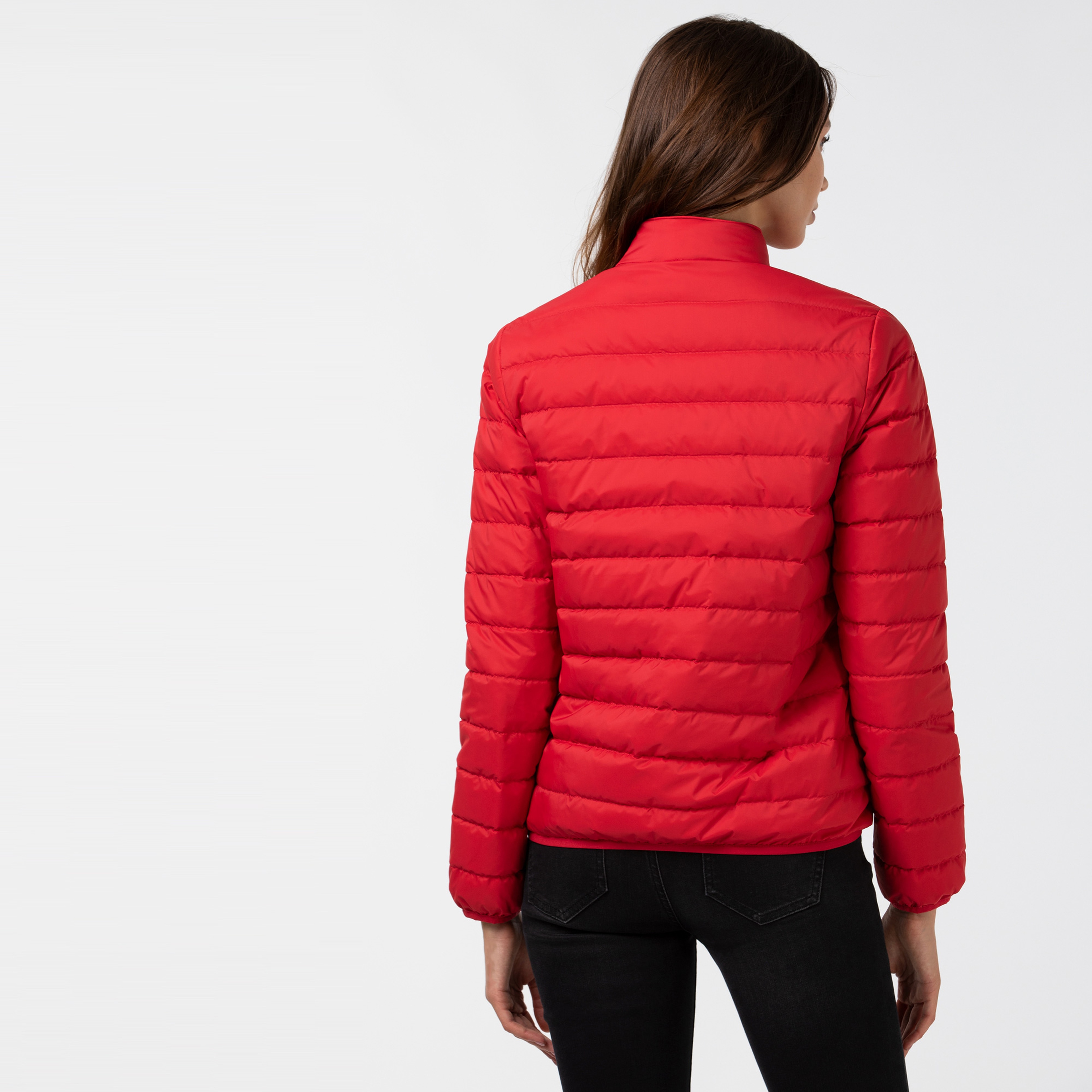 Lacoste Kadın Kapitone Dik Yaka Kırmızı Mont