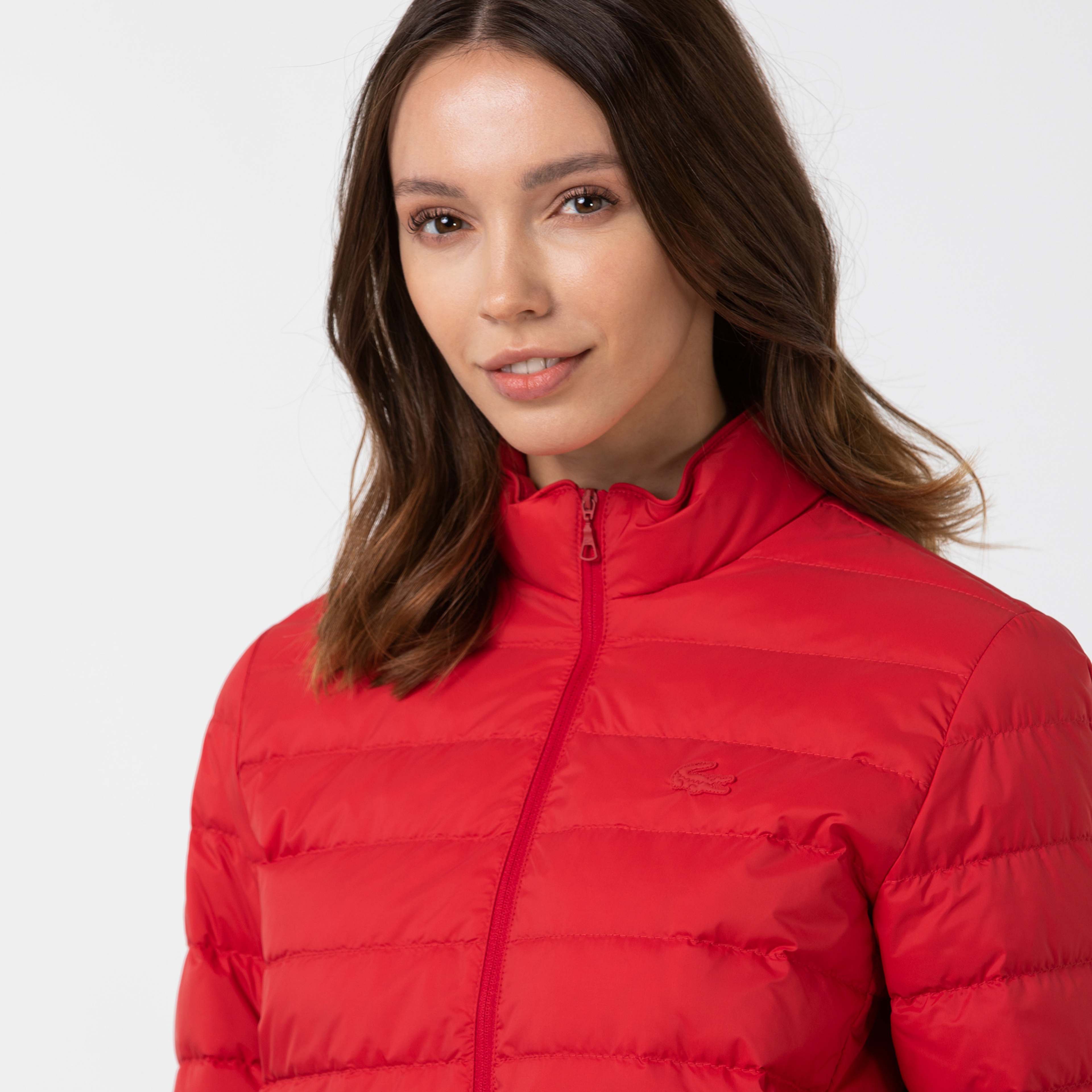 Lacoste Kadın Kapitone Dik Yaka Kırmızı Mont