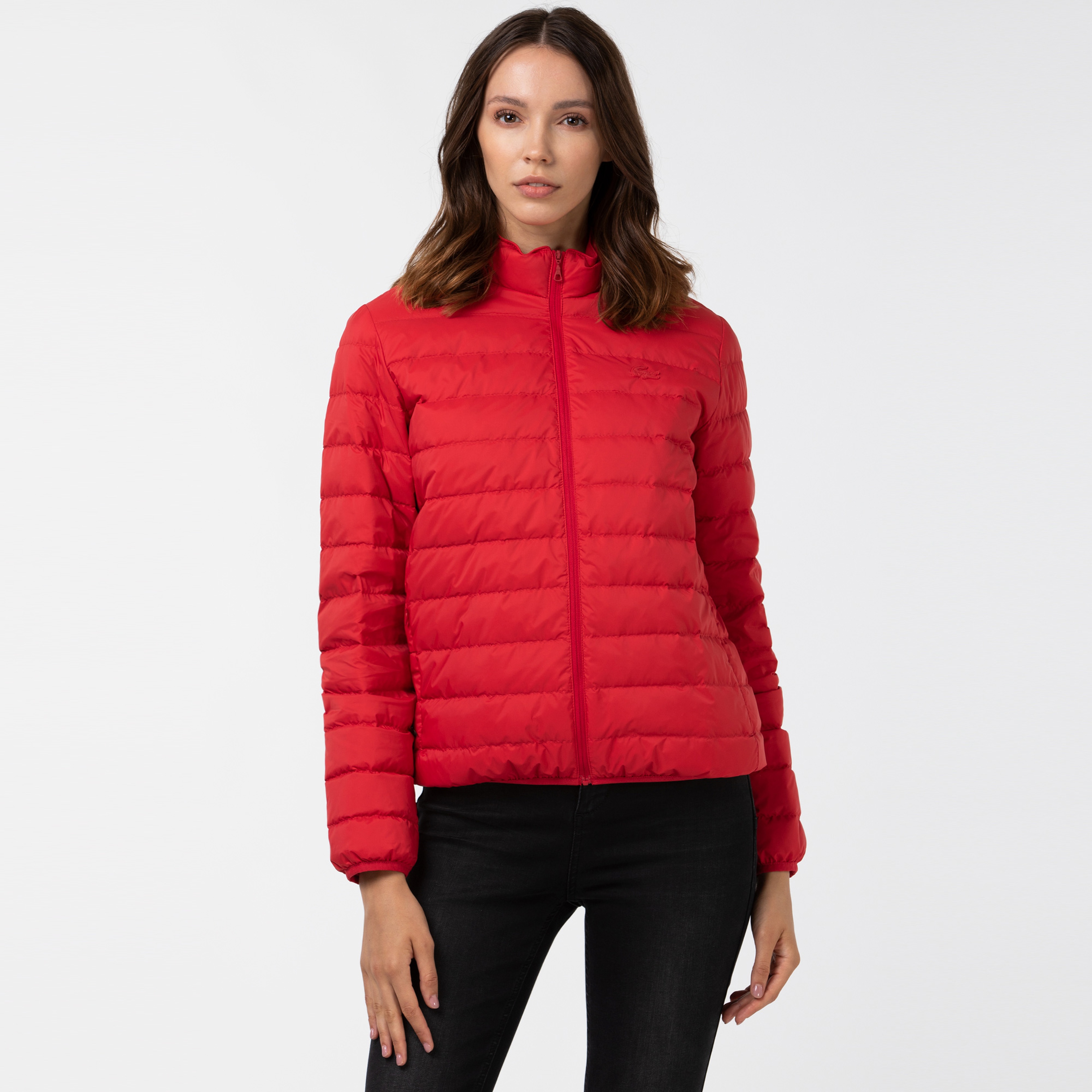 Lacoste Kadın Kapitone Dik Yaka Kırmızı Mont