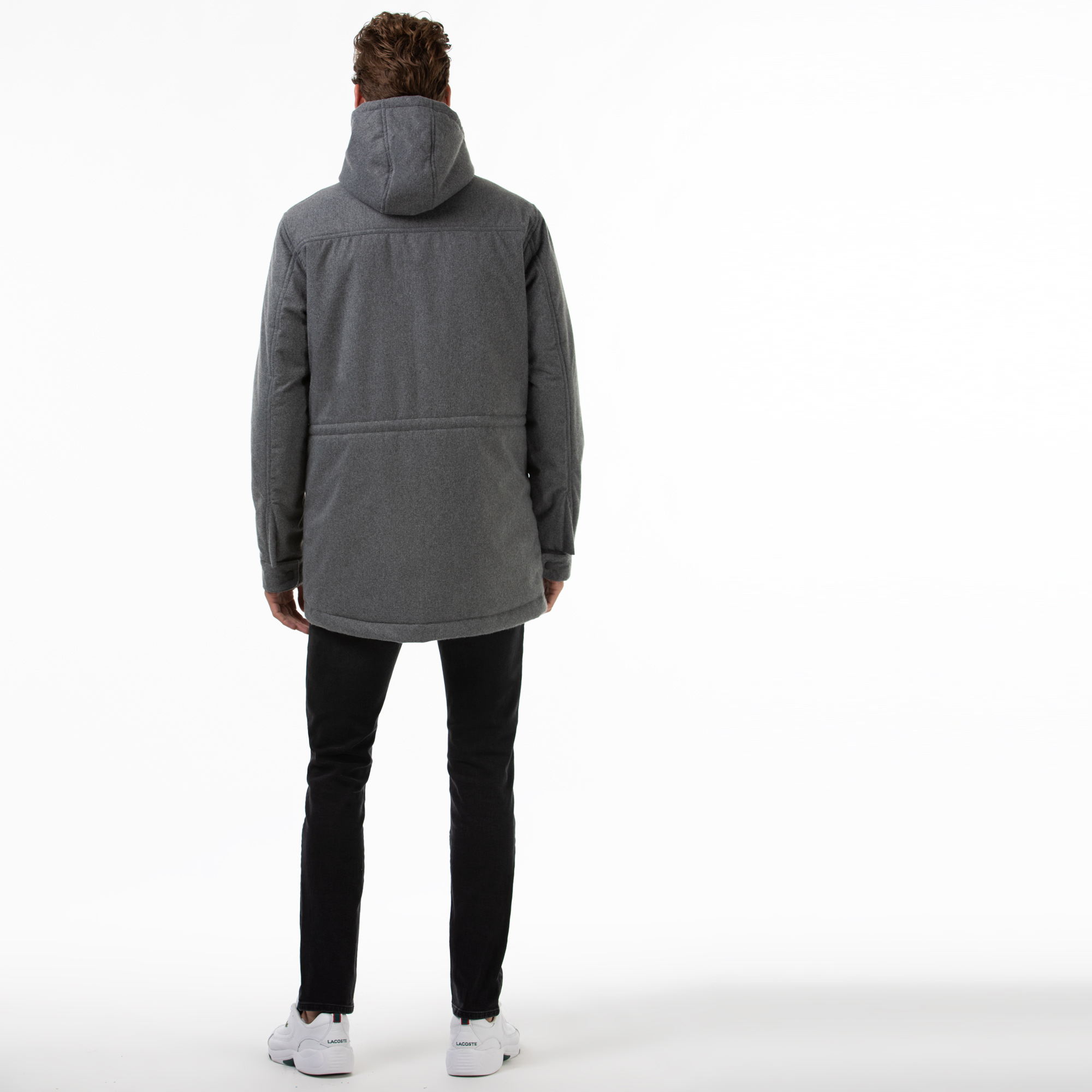 Lacoste Erkek Çıkarılabilir Kapüşonlu Gri Mont