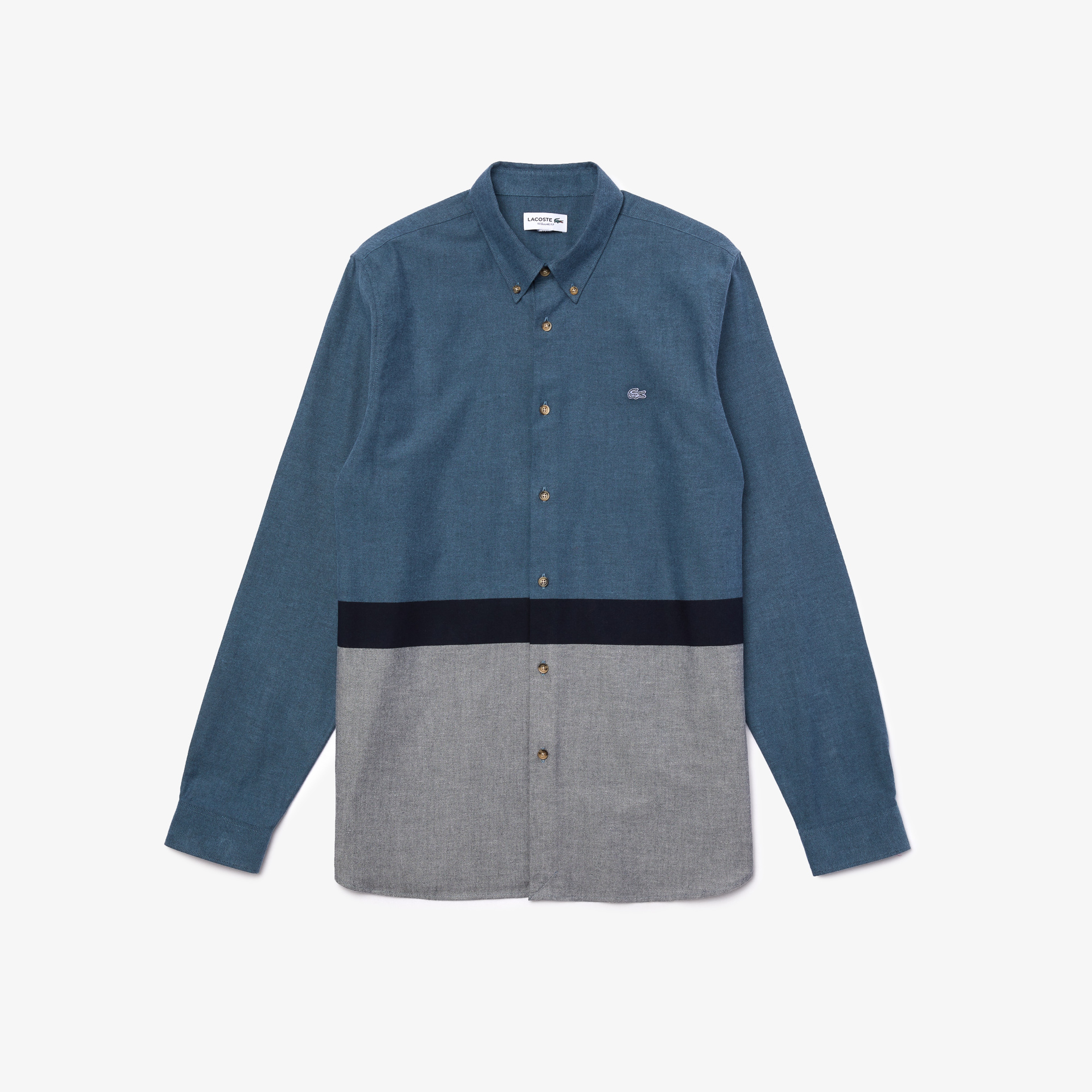 Lacoste Erkek Regular Fit Blok Desenli Mavi Gömlek