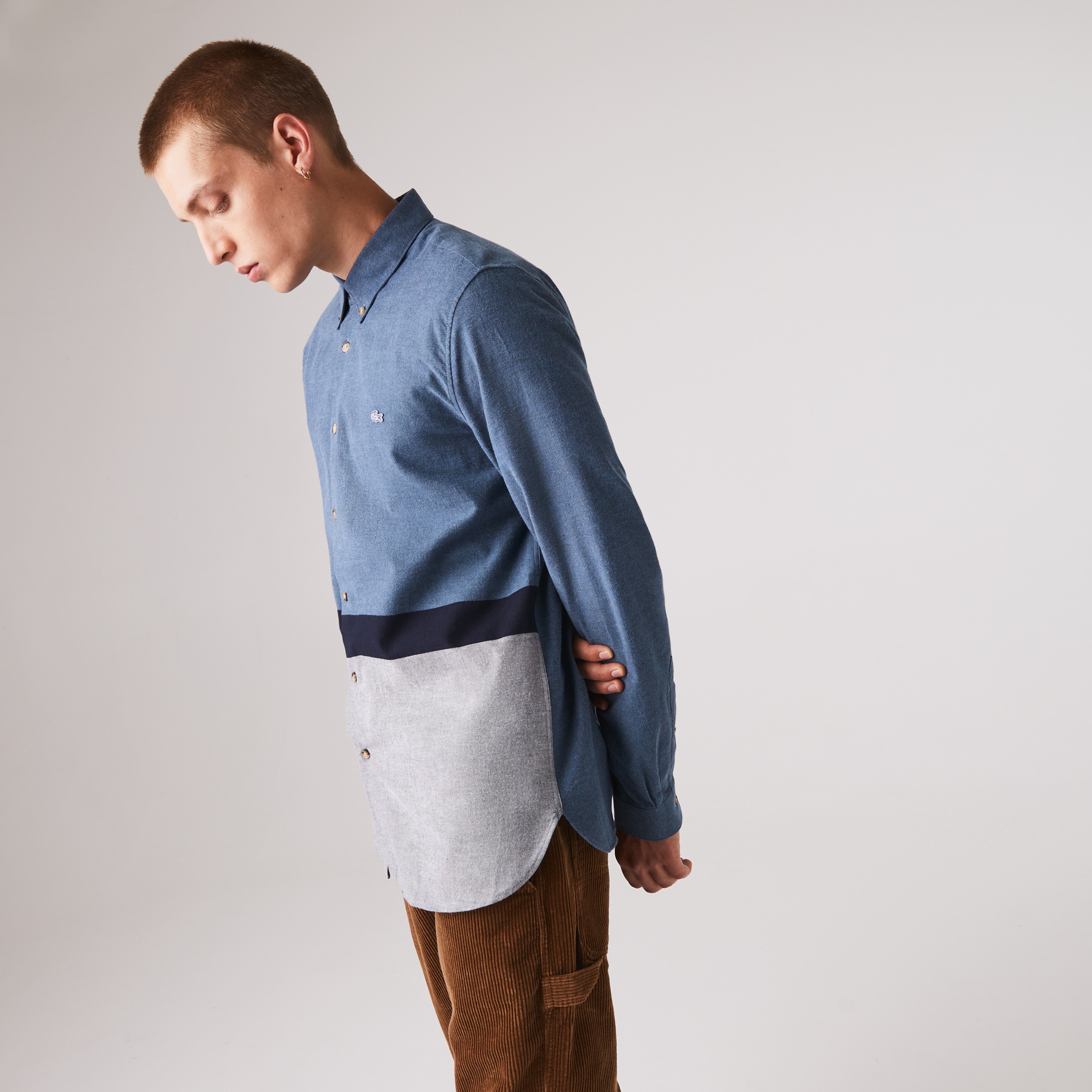 Lacoste Erkek Regular Fit Blok Desenli Mavi Gömlek