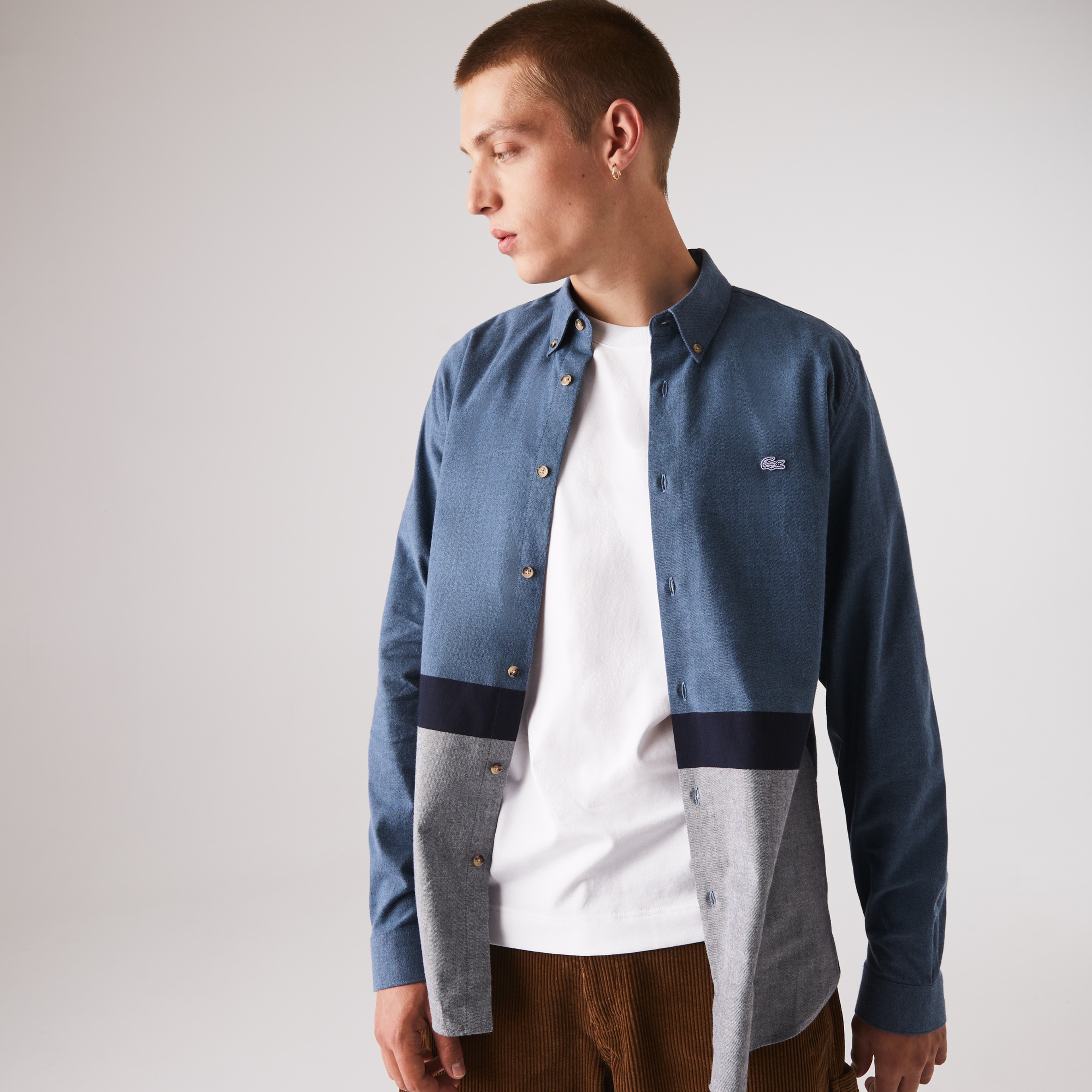 Lacoste Erkek Regular Fit Blok Desenli Mavi Gömlek