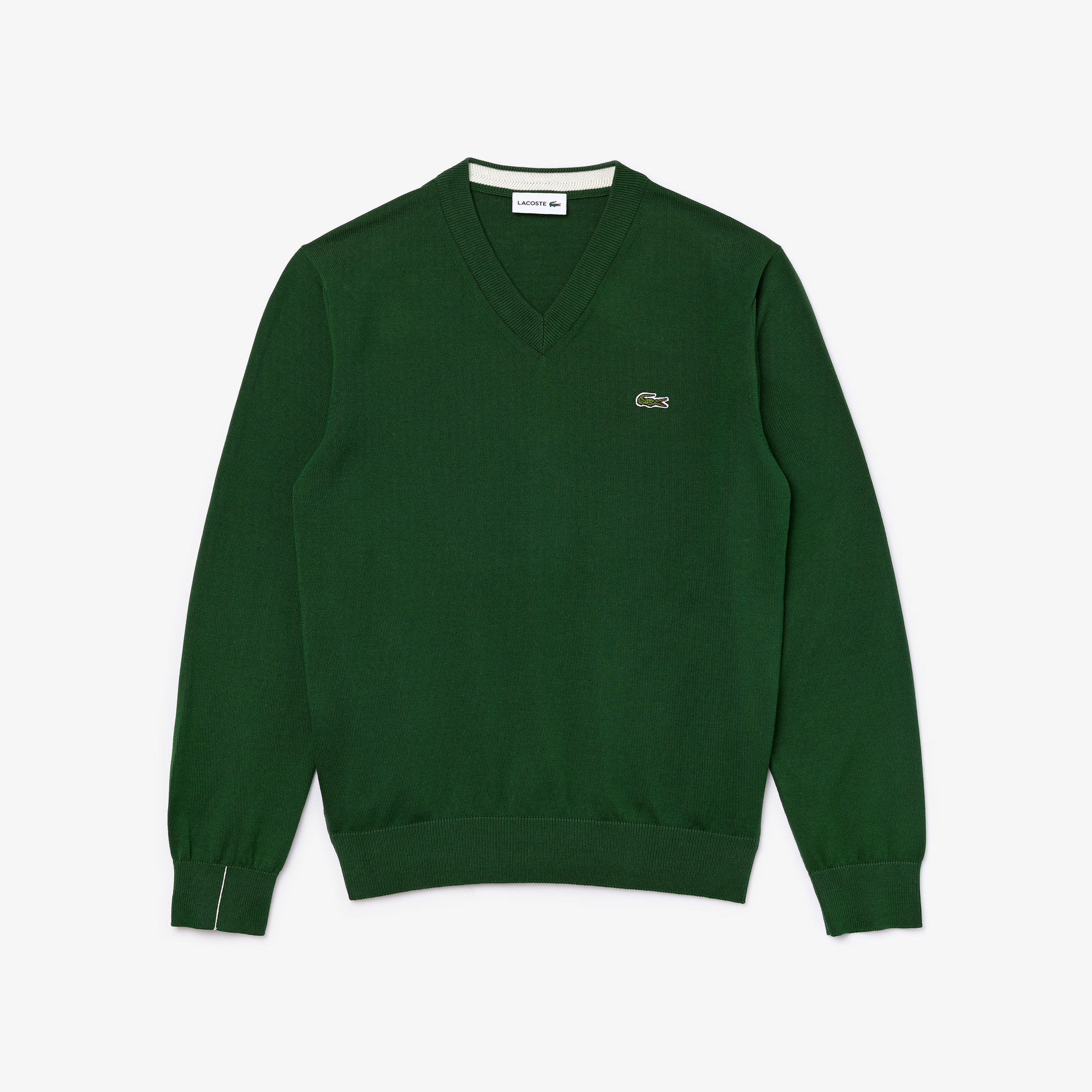 Lacoste Erkek Classic Fit V Yaka Yeşil Kazak