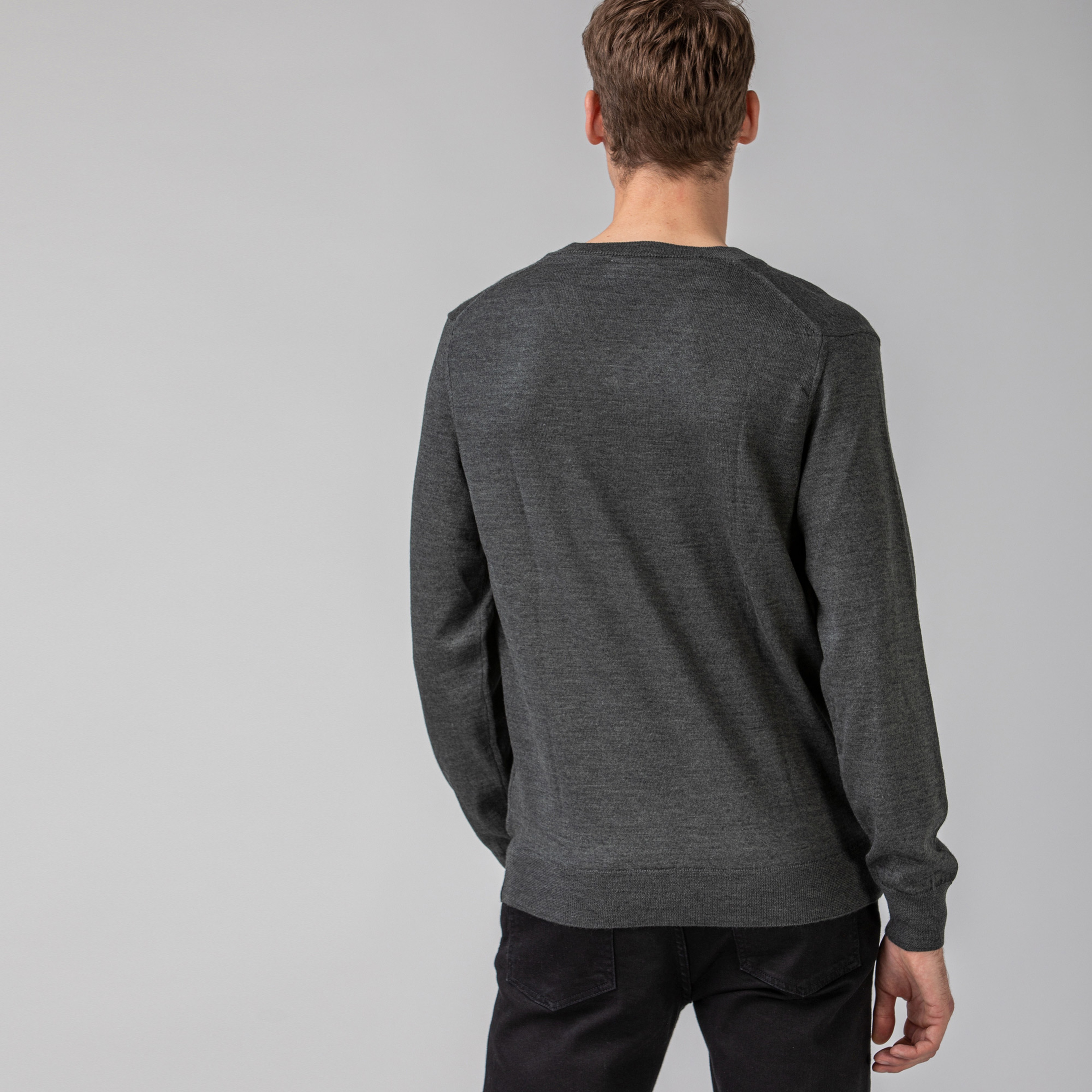 Lacoste Erkek V Yaka Gri Triko Kazak