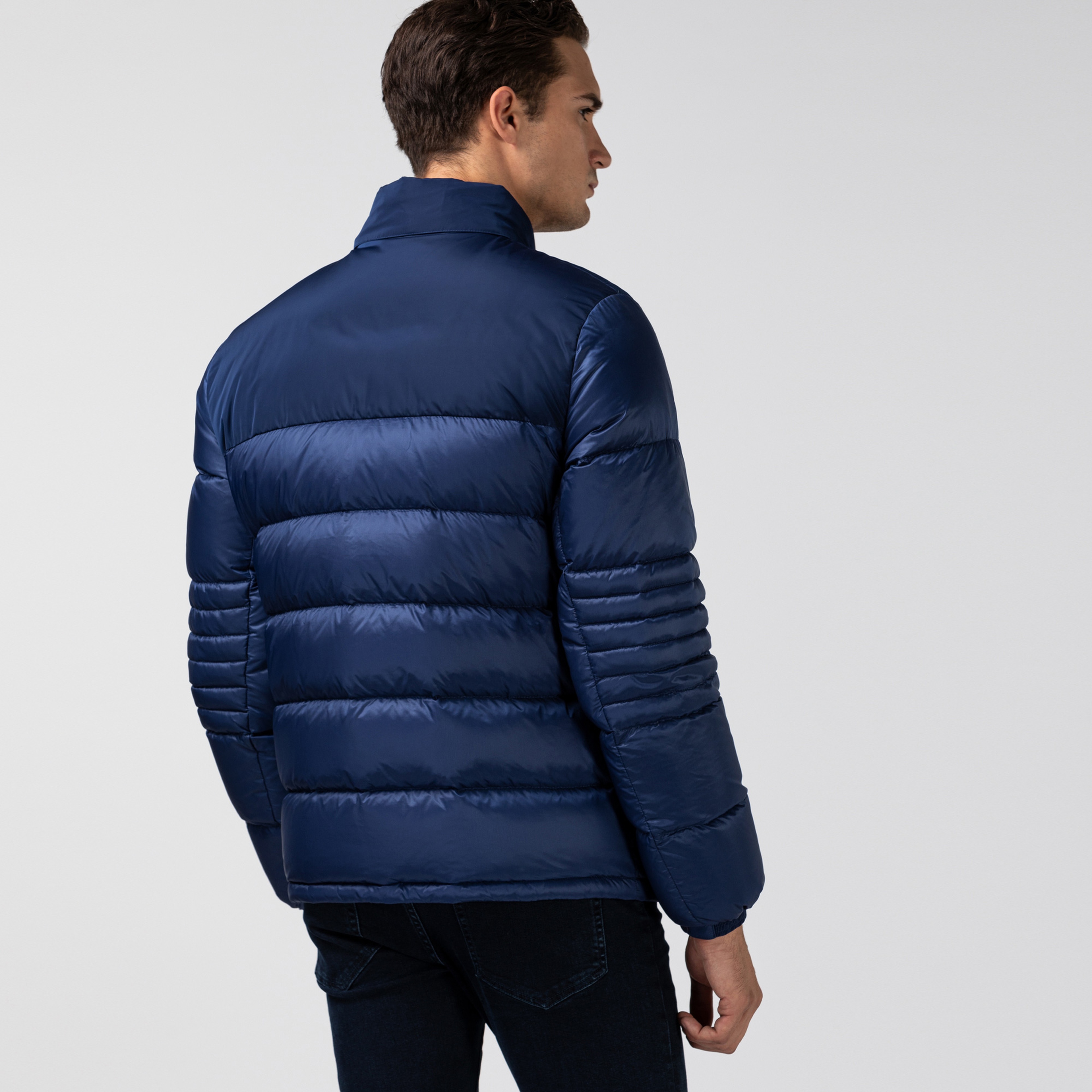 Lacoste Erkek Kapitone Dik Yaka Mavi Mont