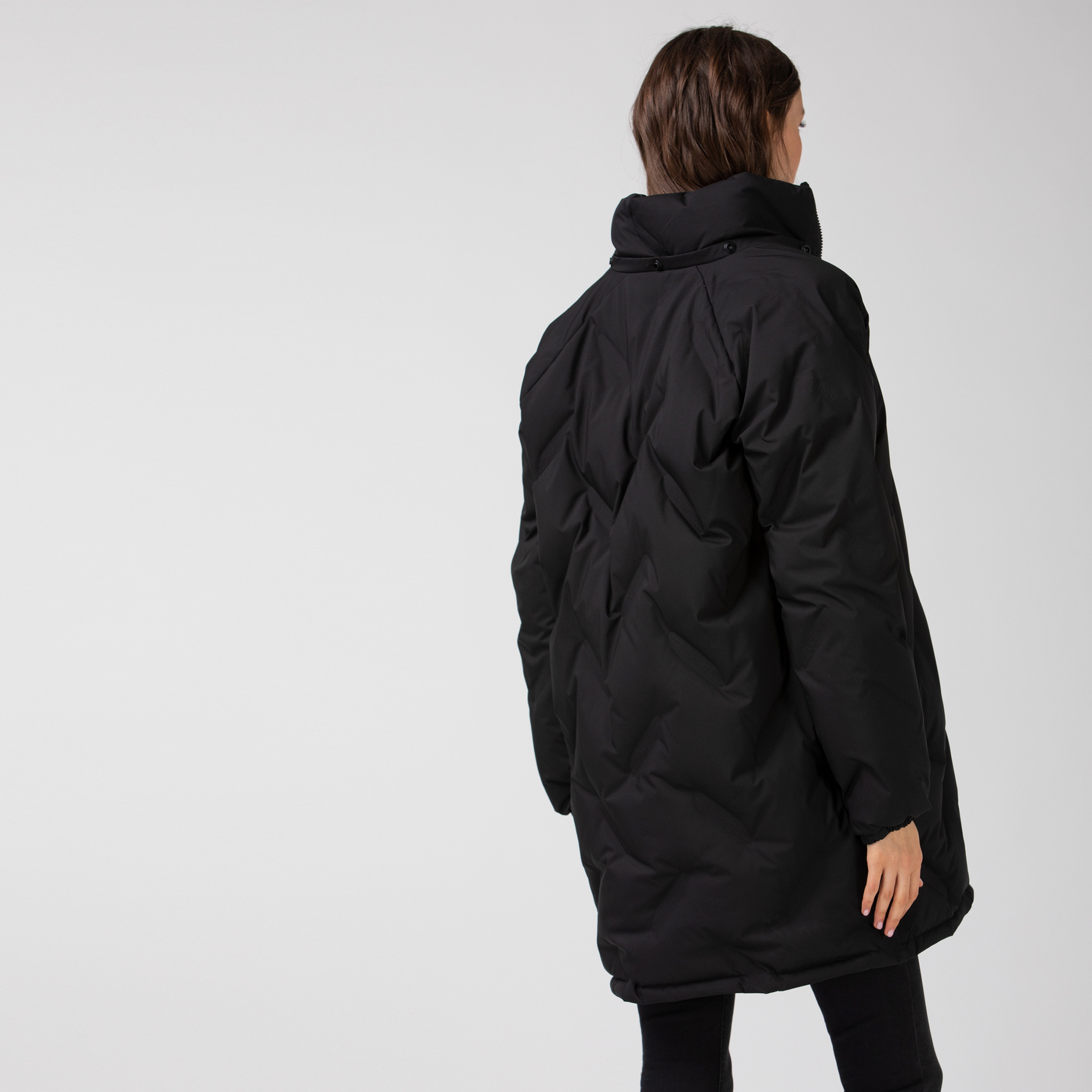 Lacoste Kadın Kapüşonlu Kapitone Siyah Mont