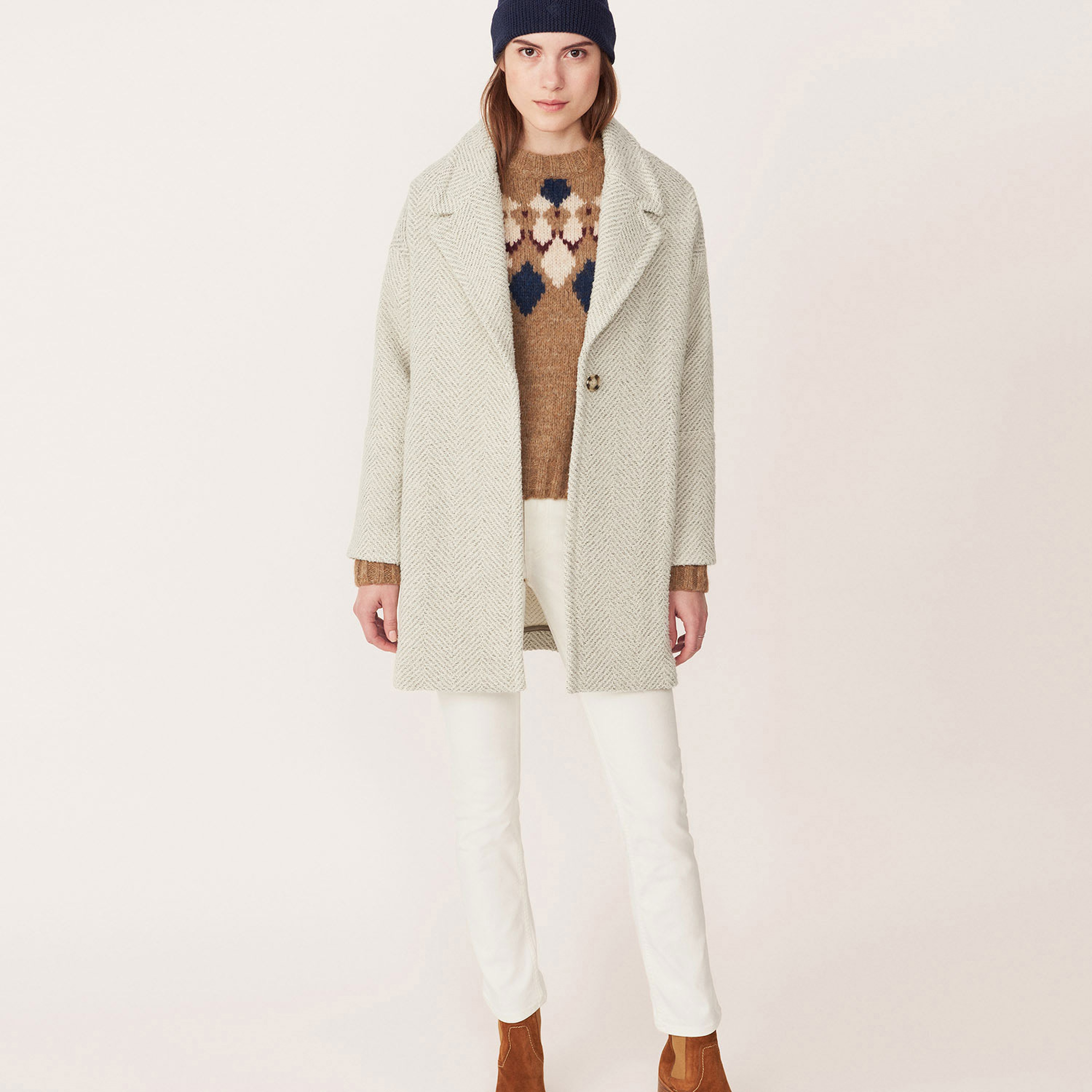 Kadın Gri Kaşe Kaban