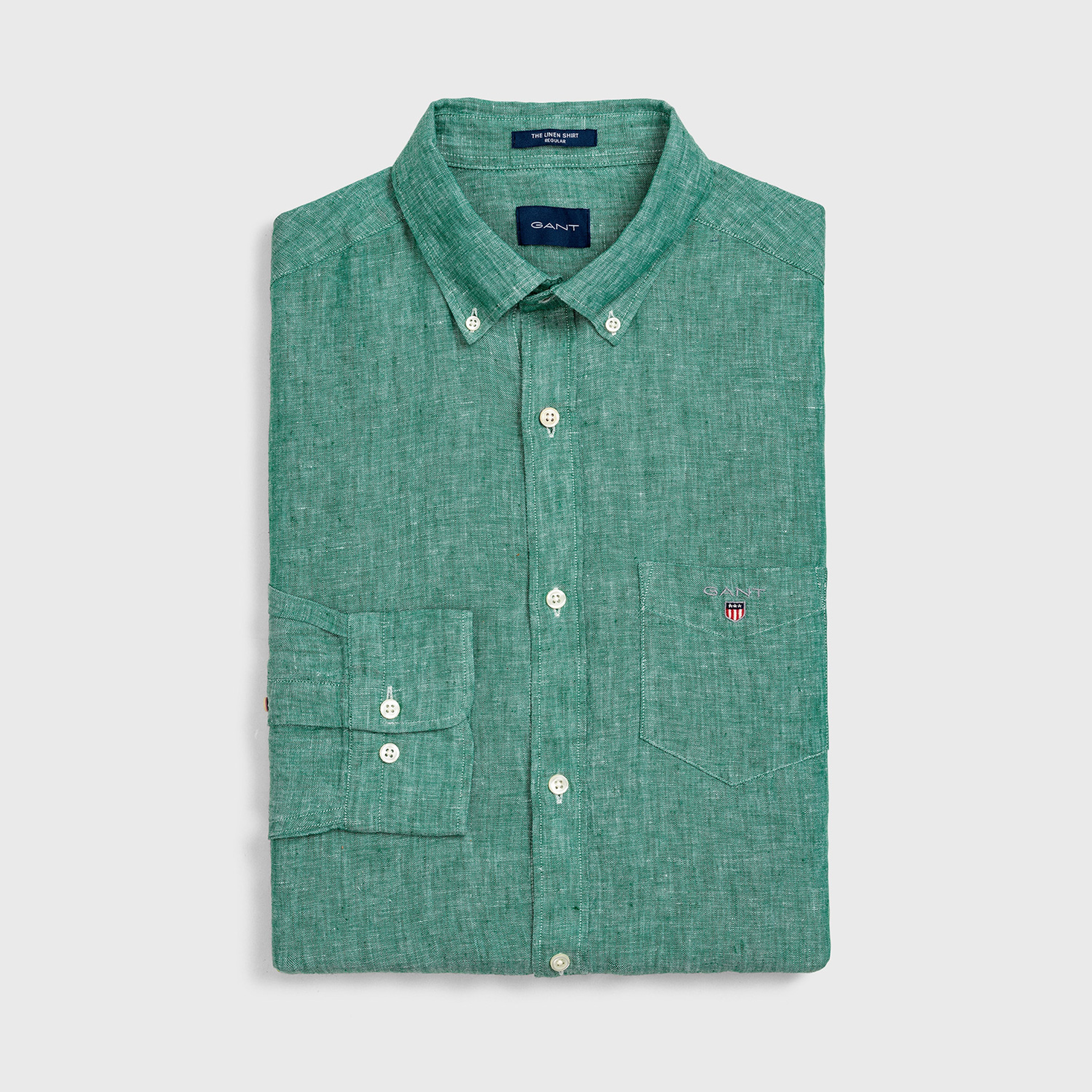 Gant Erkek Yeşil Regular Fit Keten Gömlek