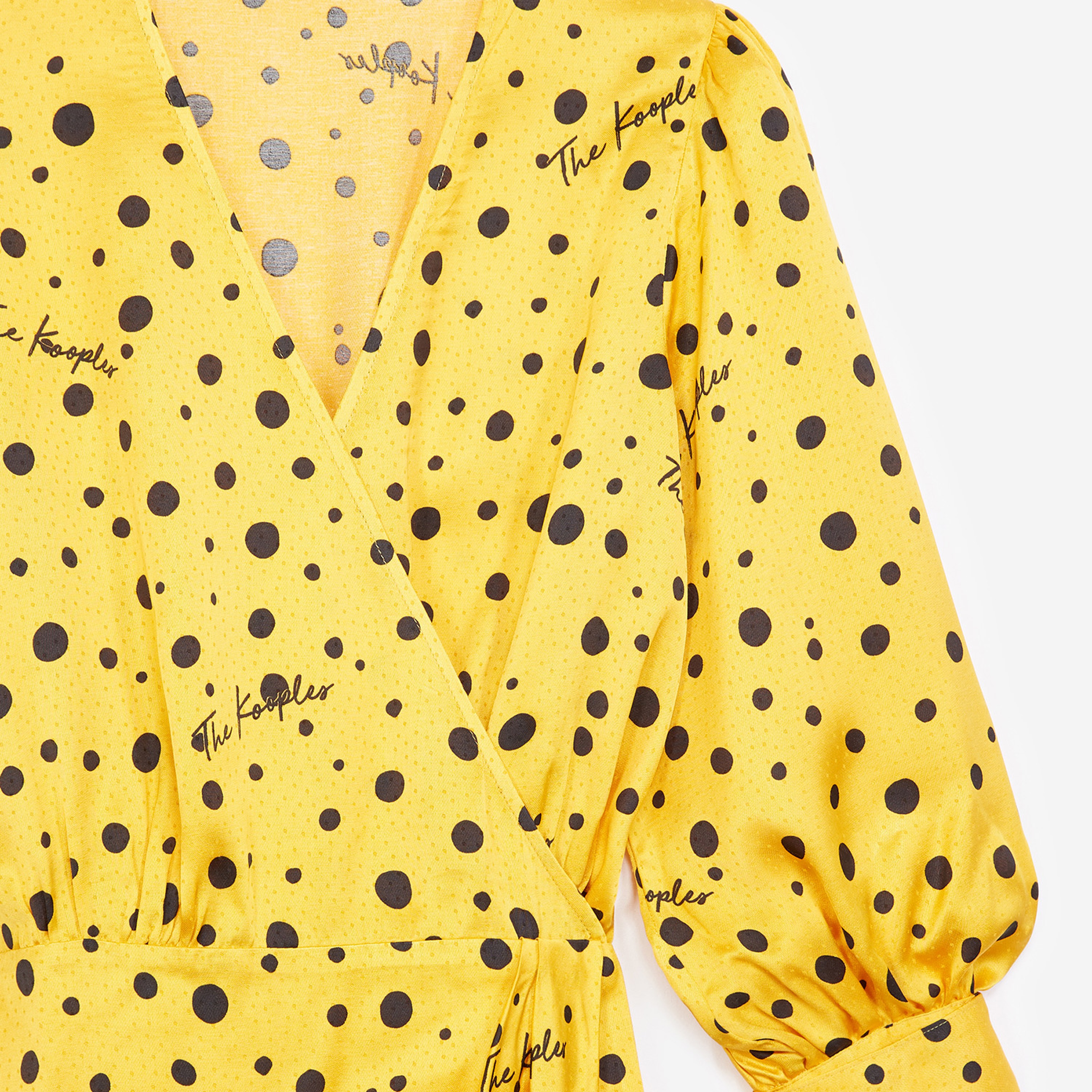 The Kooples Puantiyeli Kadın Sarı V Yaka Elbise