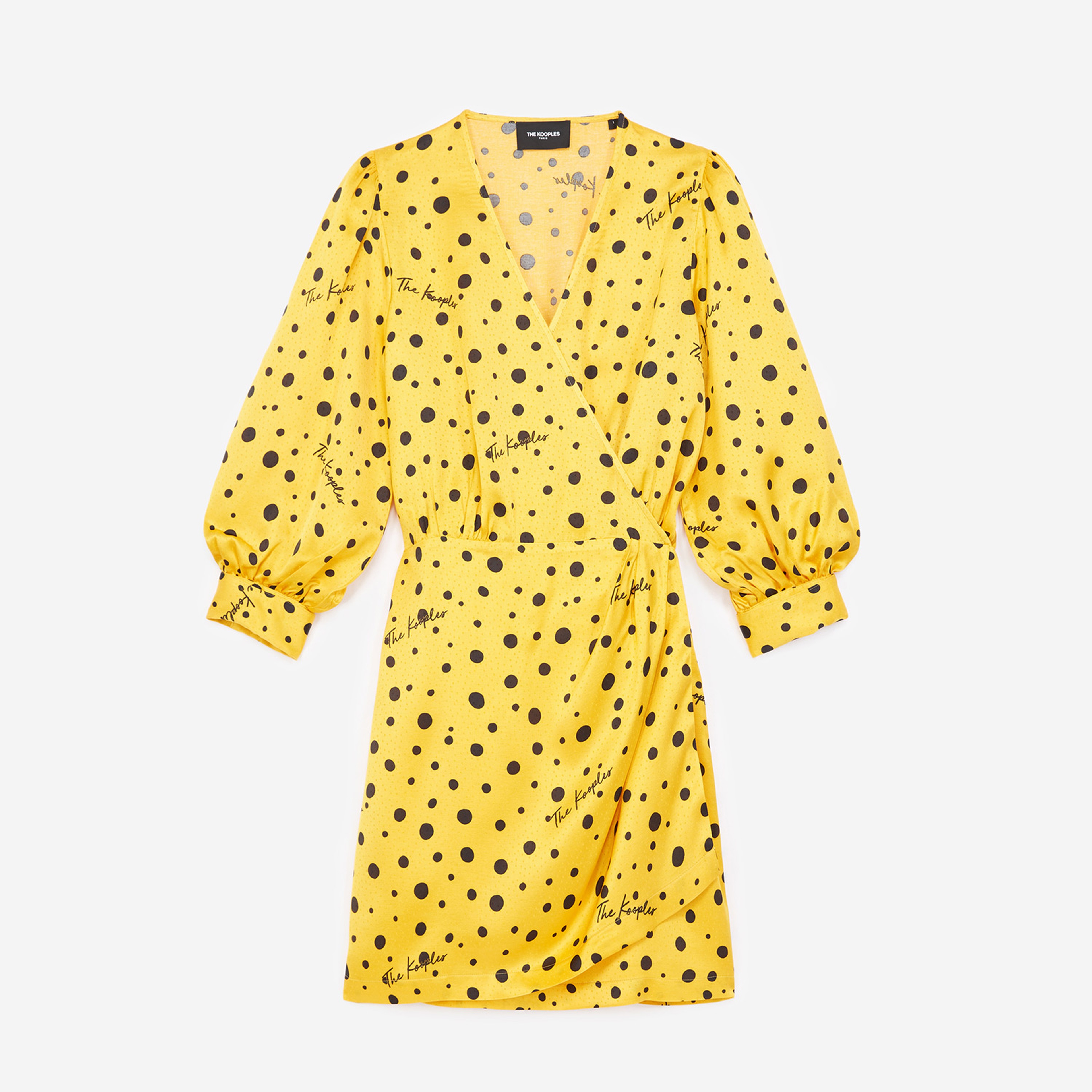 The Kooples Puantiyeli Kadın Sarı V Yaka Elbise
