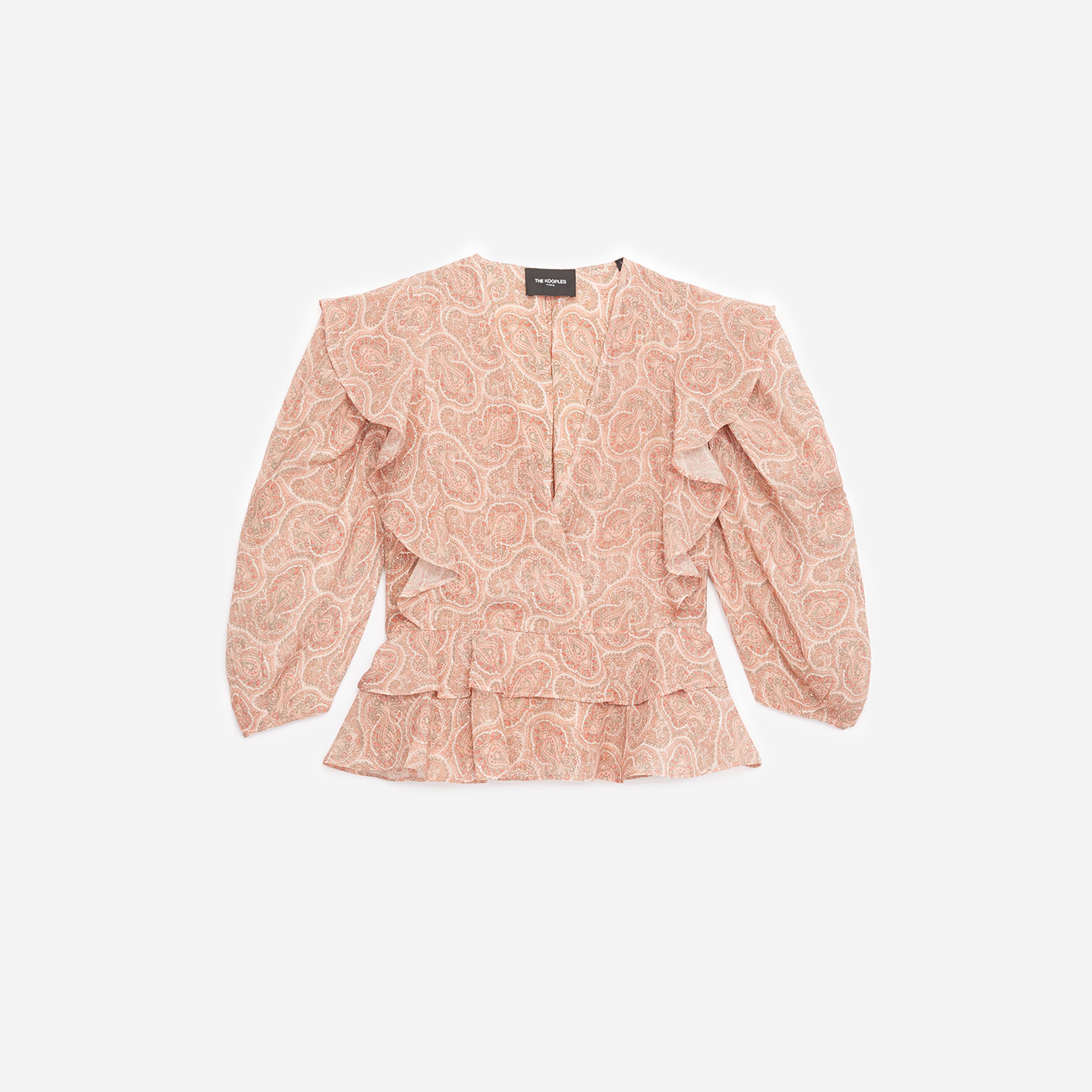 The Kooples Desenli Kadın Pembe V Yaka Bluz