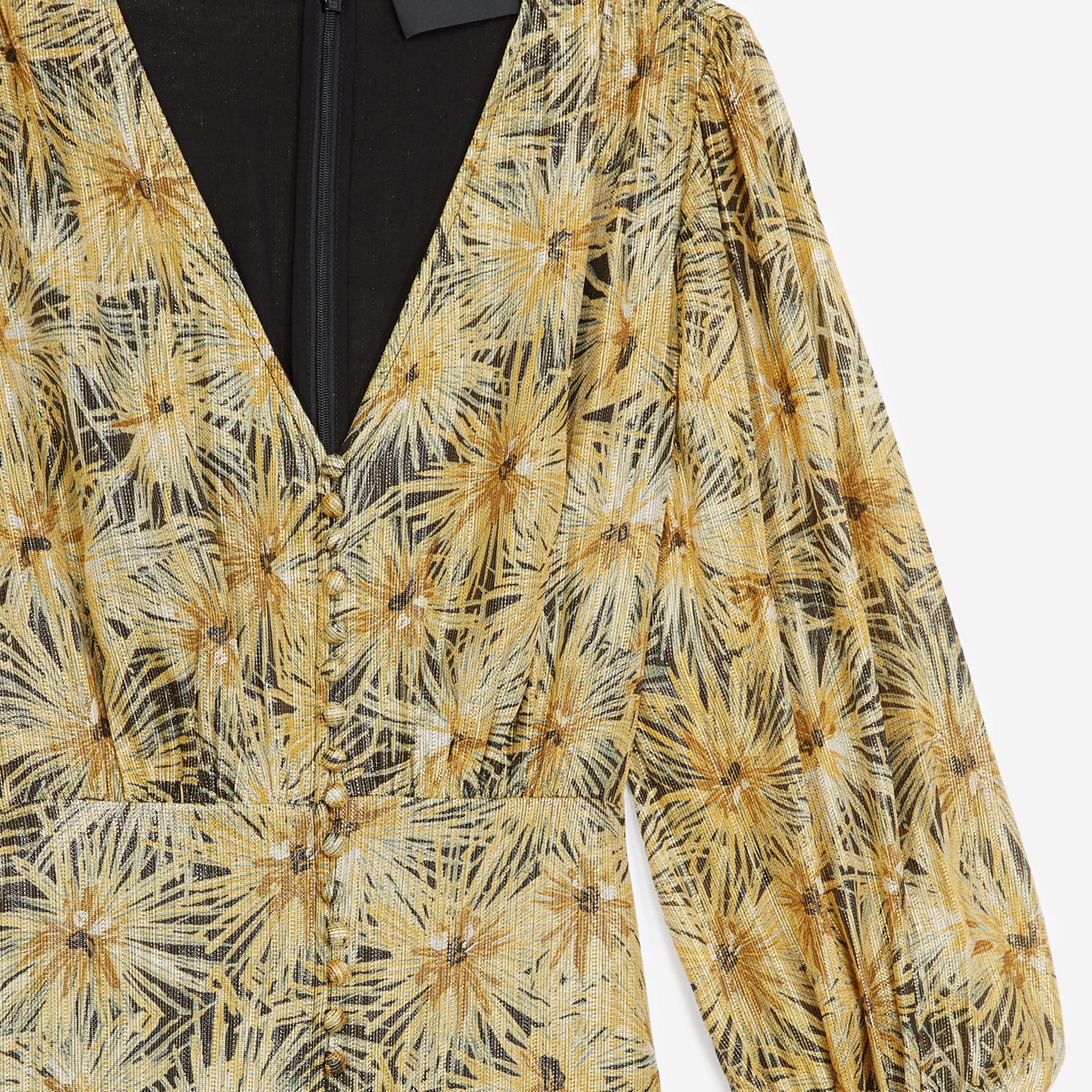 The Kooples Kadın Uzun Düğmeli Sarı V Yaka Elbise