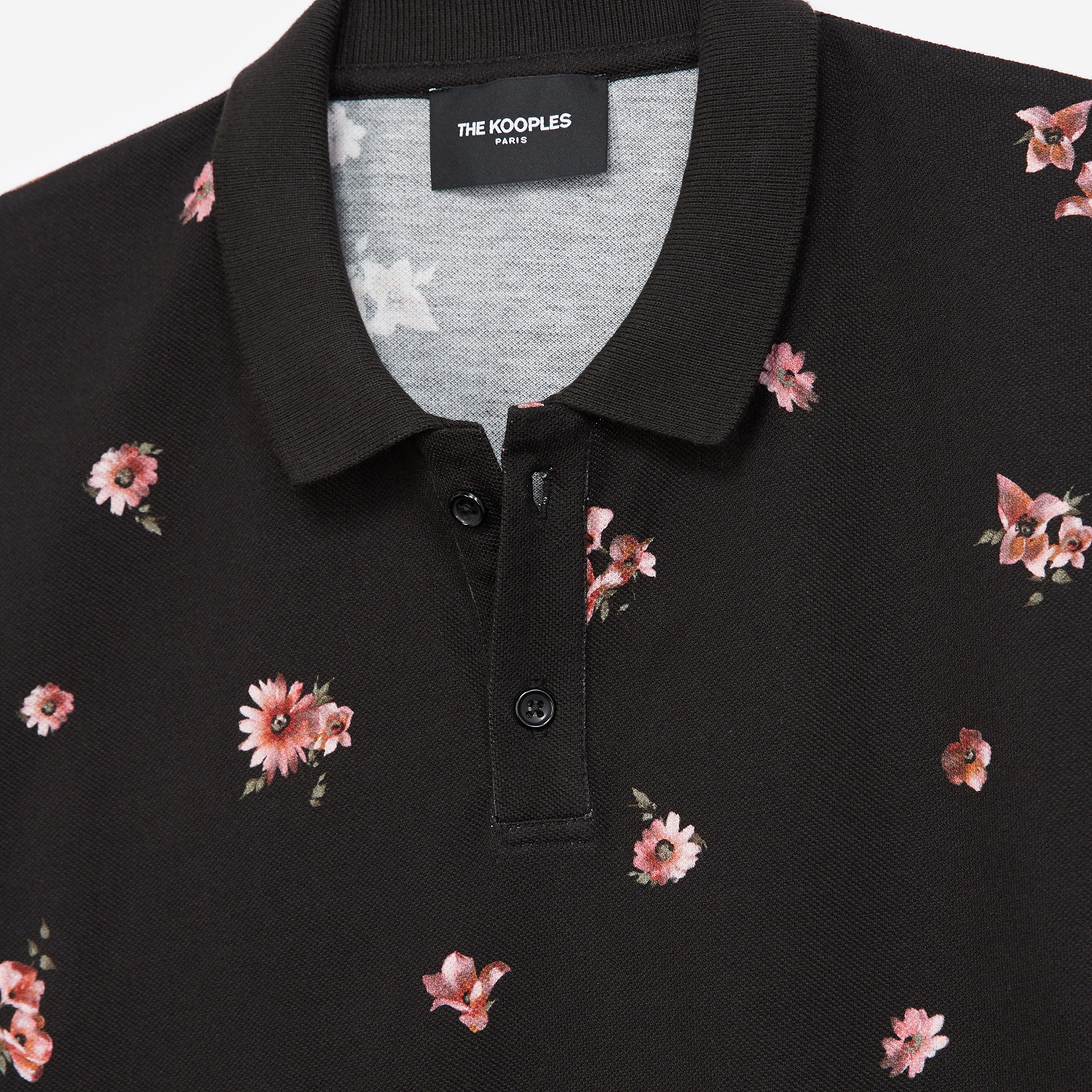 The Kooples Çiçek Desenli Erkek Siyah T-Shirt