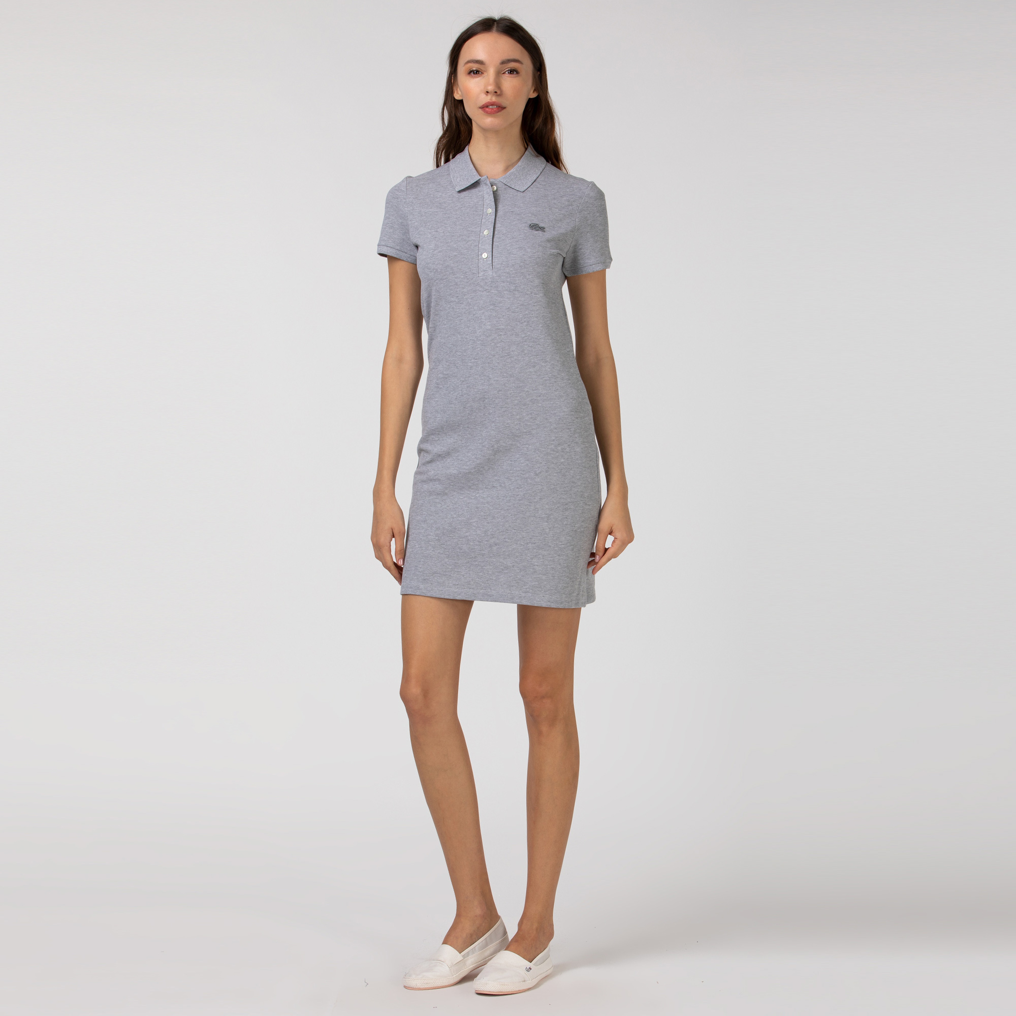 Lacoste Kadın Gri Polo Yaka Elbise