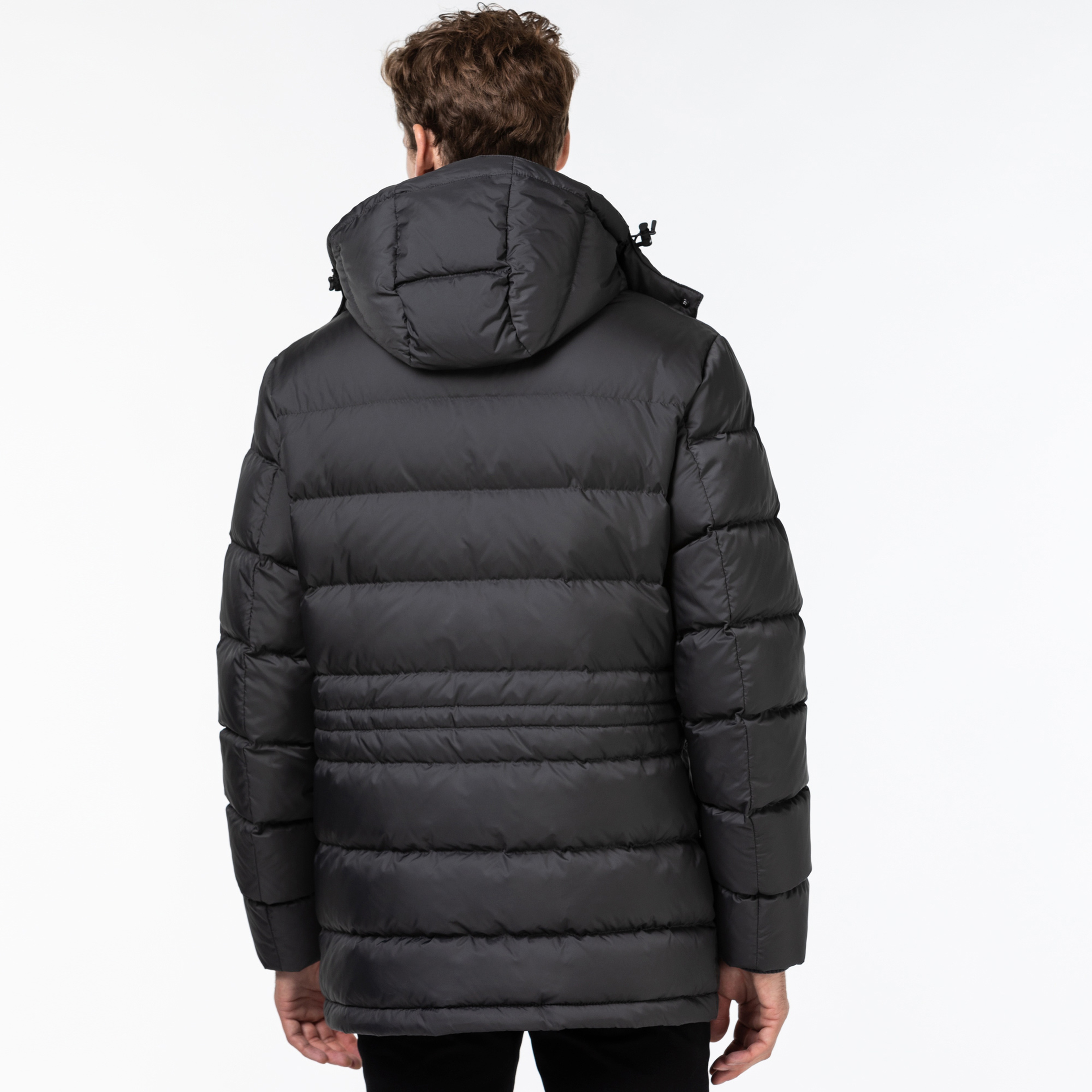 Lacoste Erkek Kapitone Kapüşonlu Gri Mont