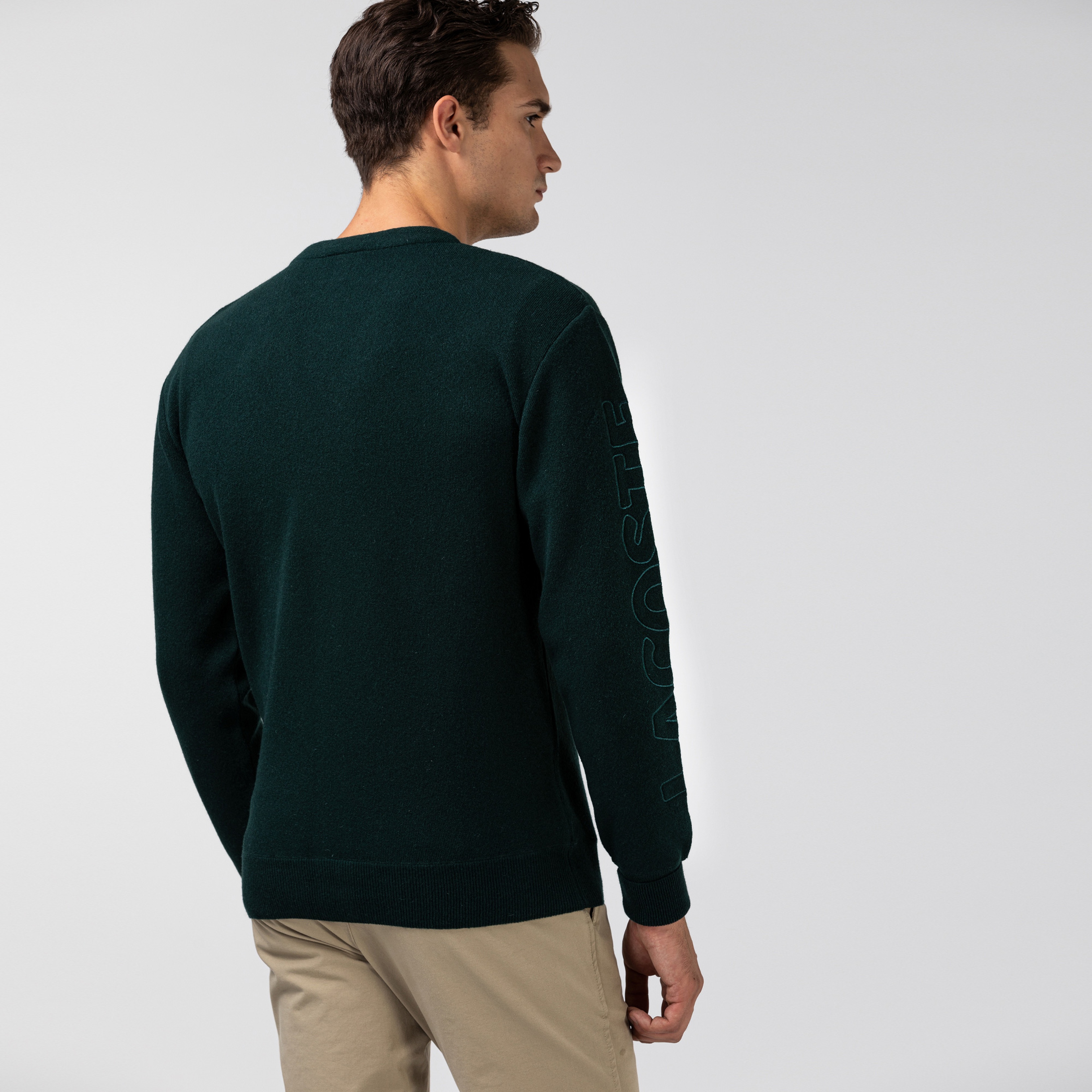 Lacoste L!VE Erkek Uzun Kollu Baskılı Haki Hırka