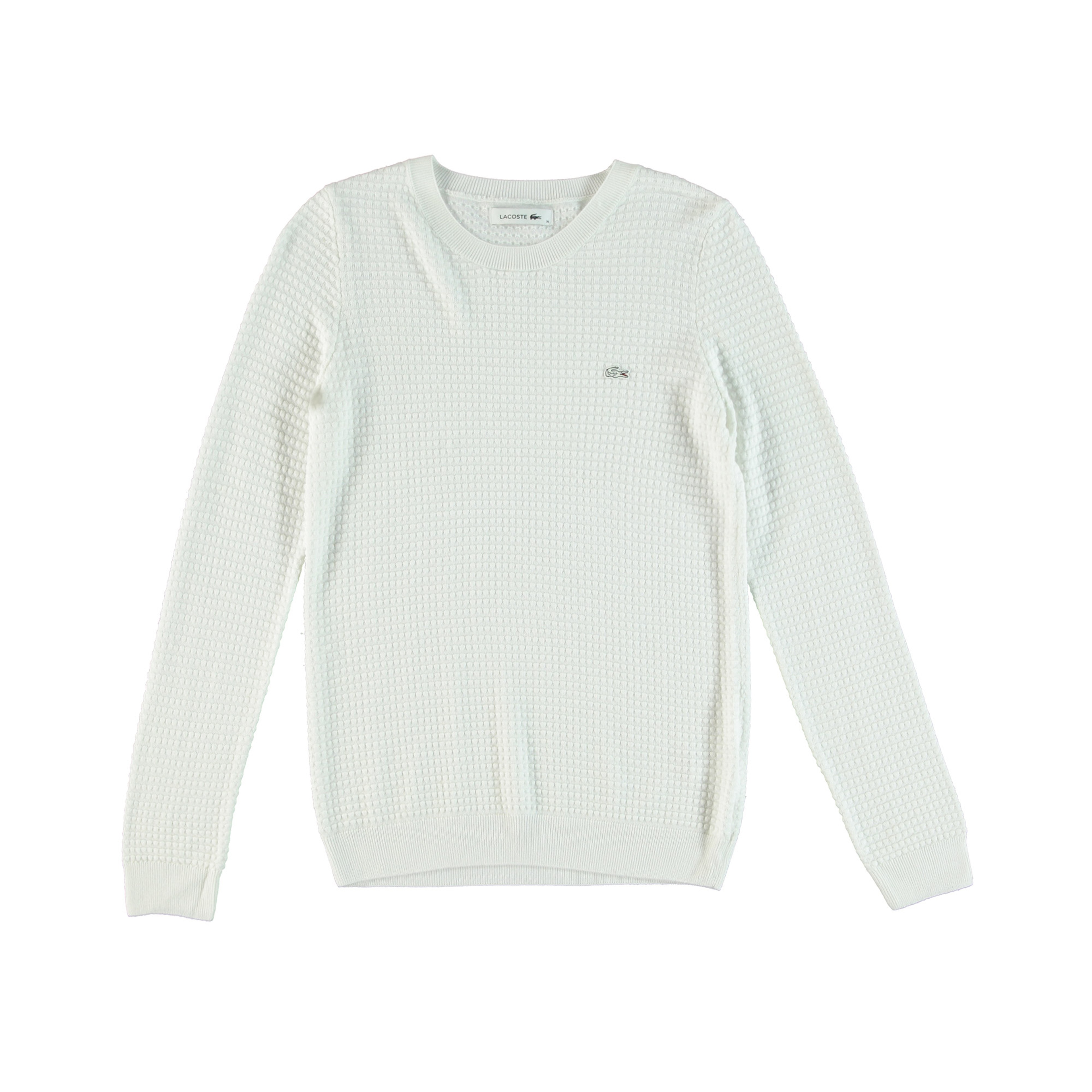 Lacoste Erkek Kayık Yaka Desenli Beyaz Kazak
