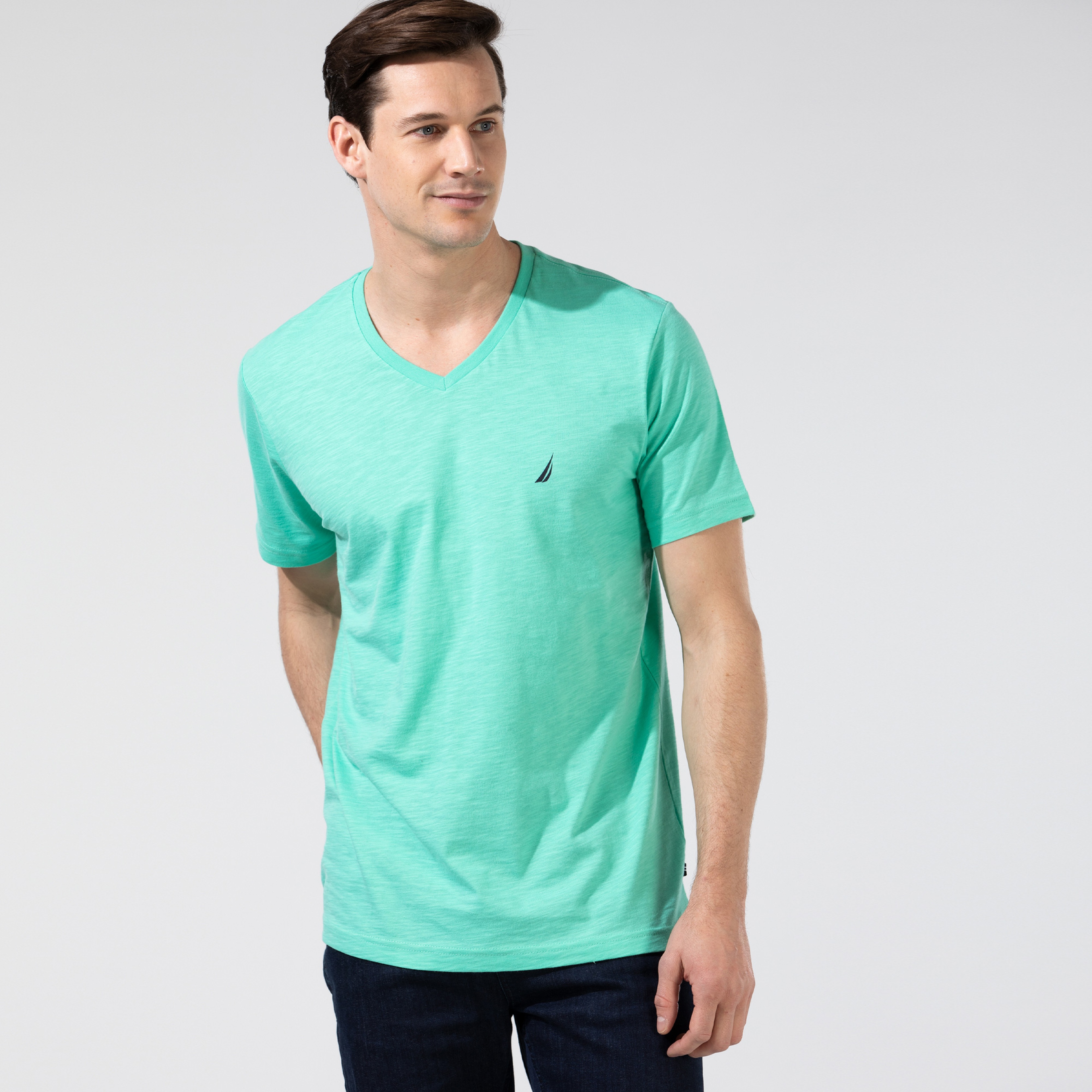 Nautica Erkek Yeşil V-Yaka T-Shirt