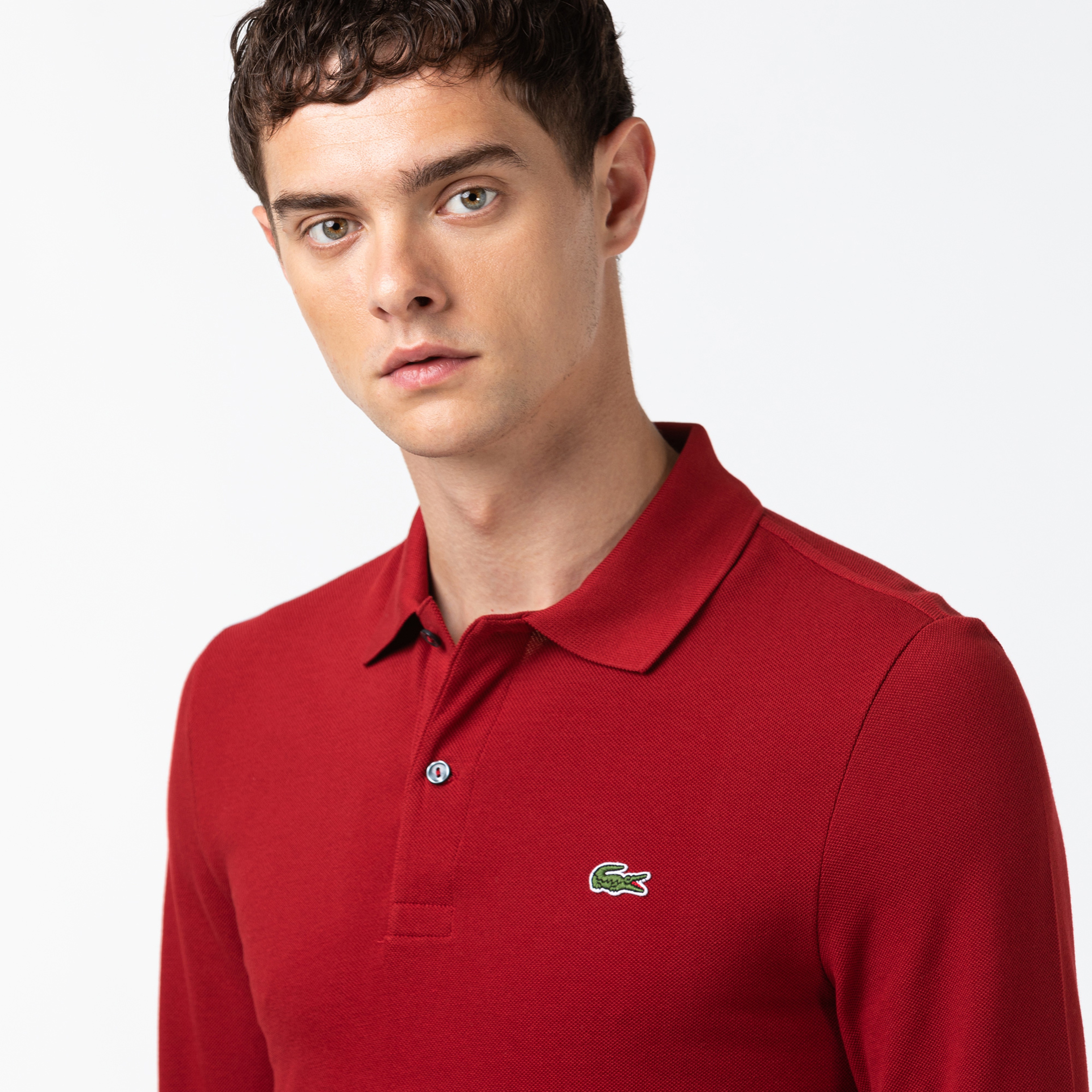 Lacoste Erkek Slim Fit Uzun Kollu Bordo Polo