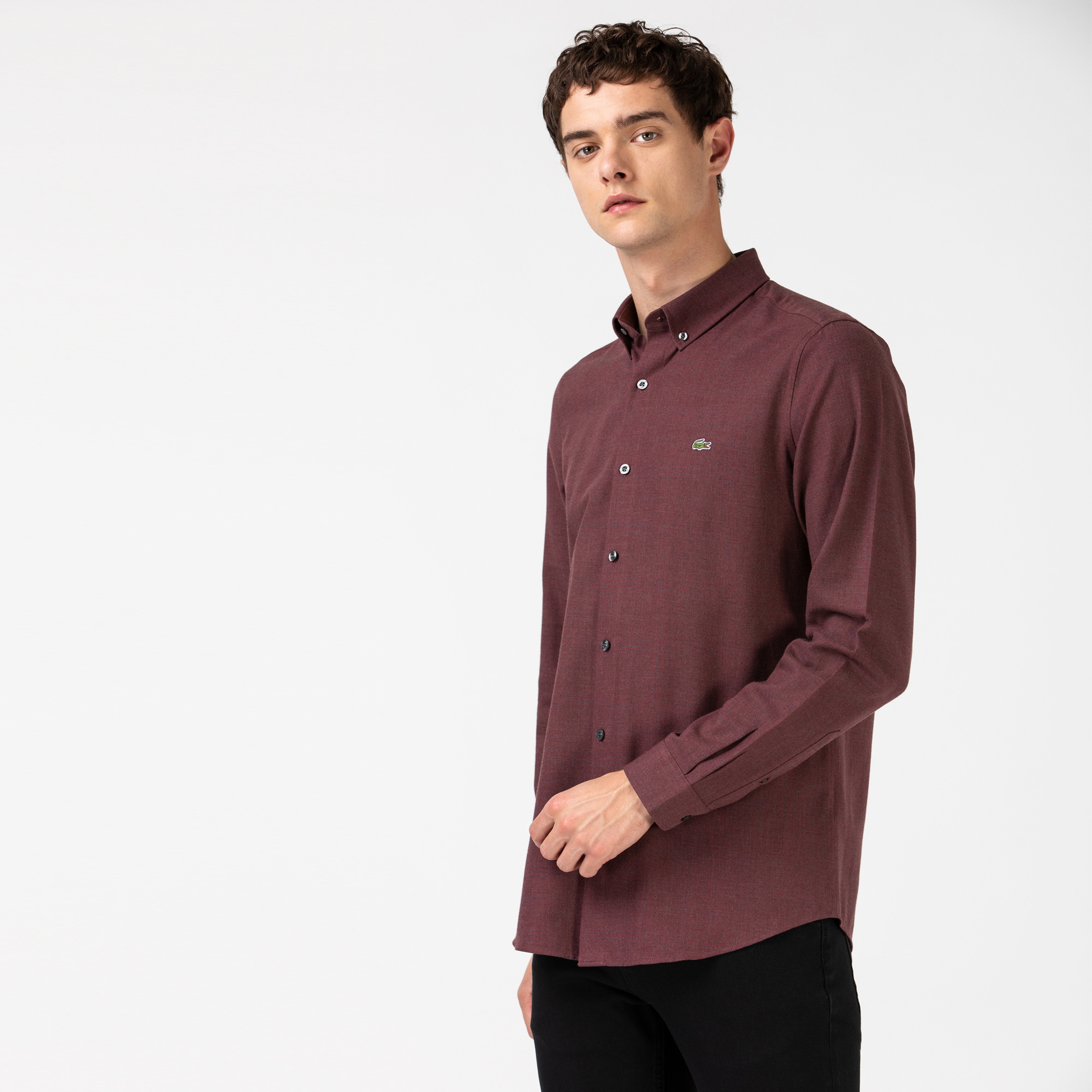 Lacoste Erkek Slim Fit Bordo Gömlek