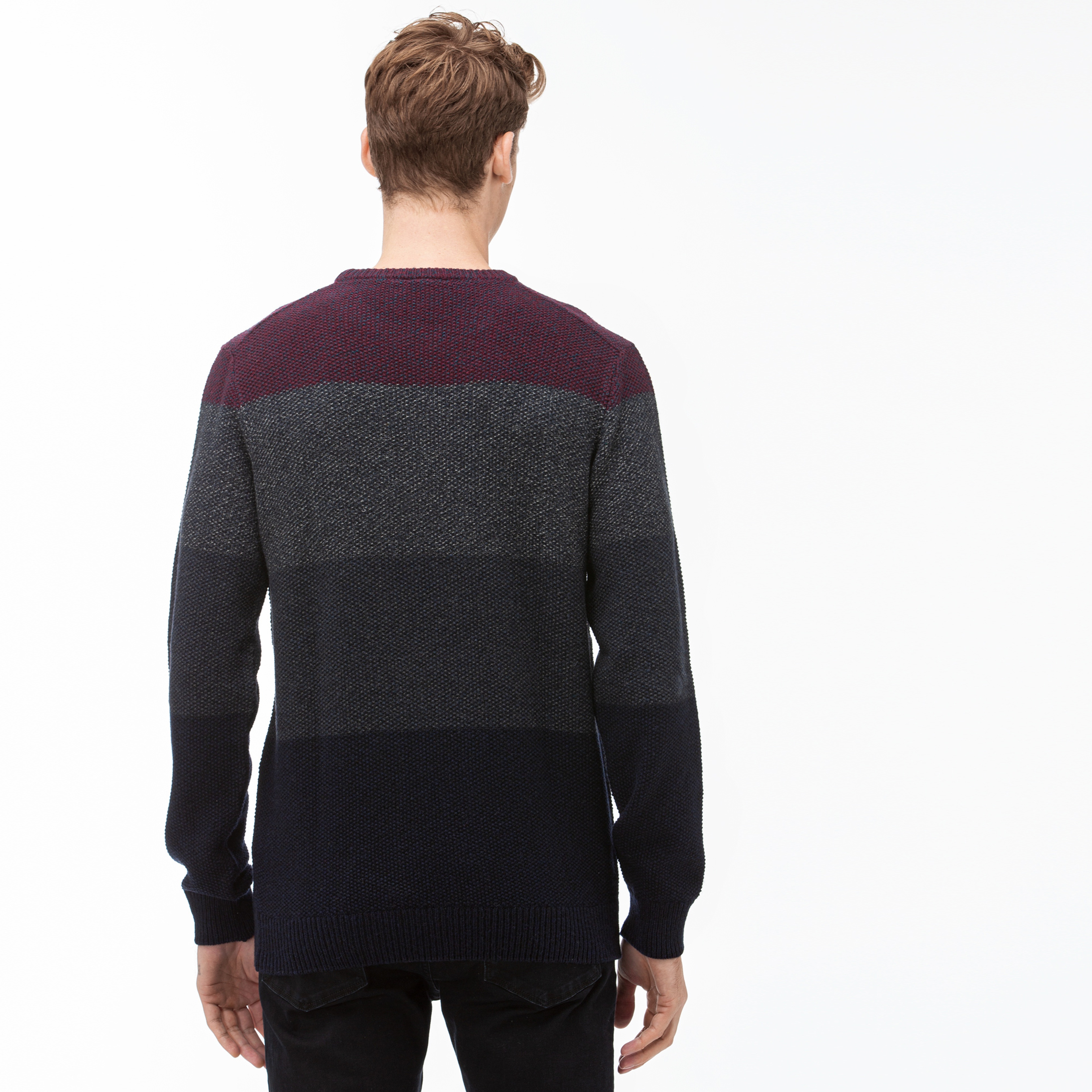 Lacoste Erkek Blok Desenli Lacivert Triko Kazak