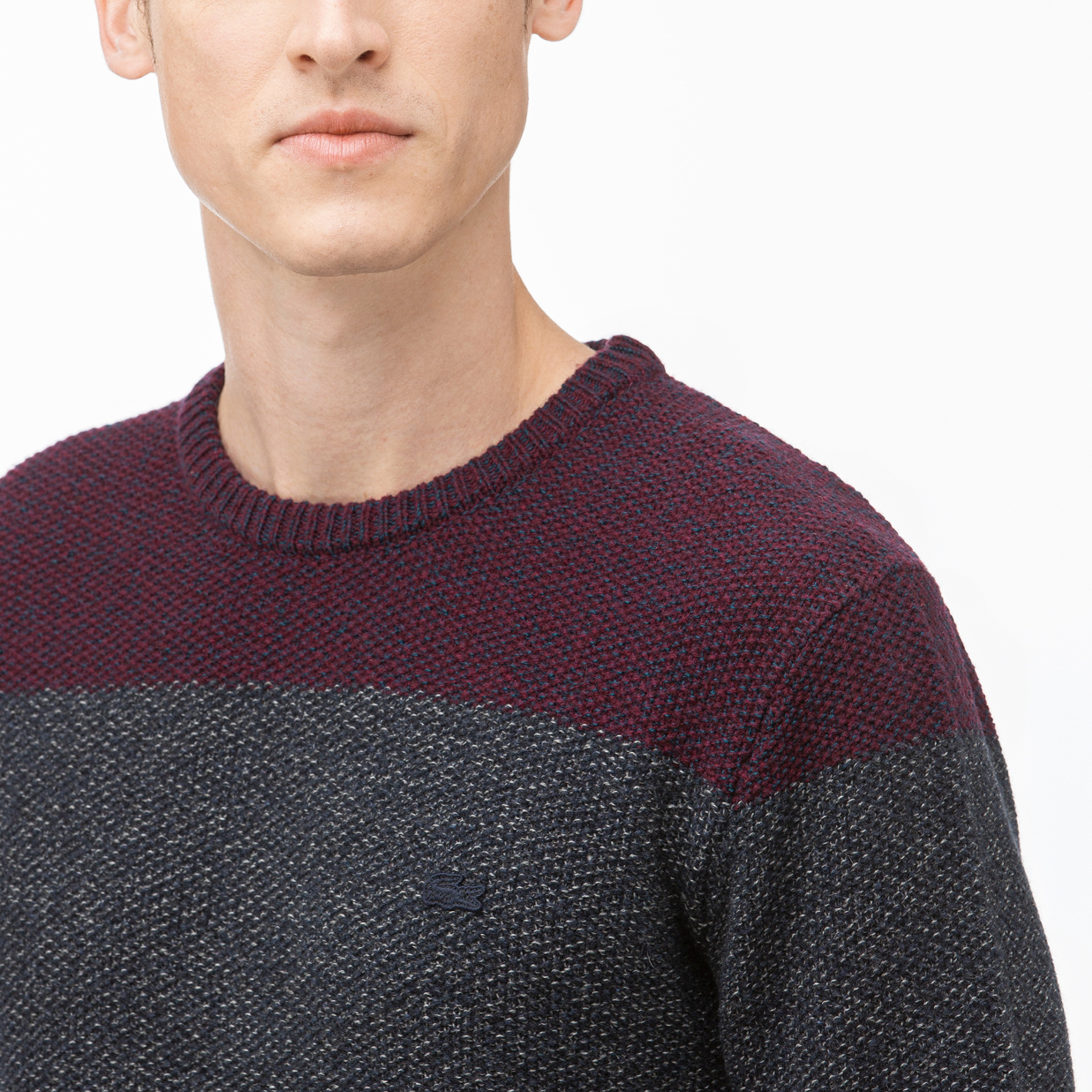 Lacoste Erkek Blok Desenli Lacivert Triko Kazak