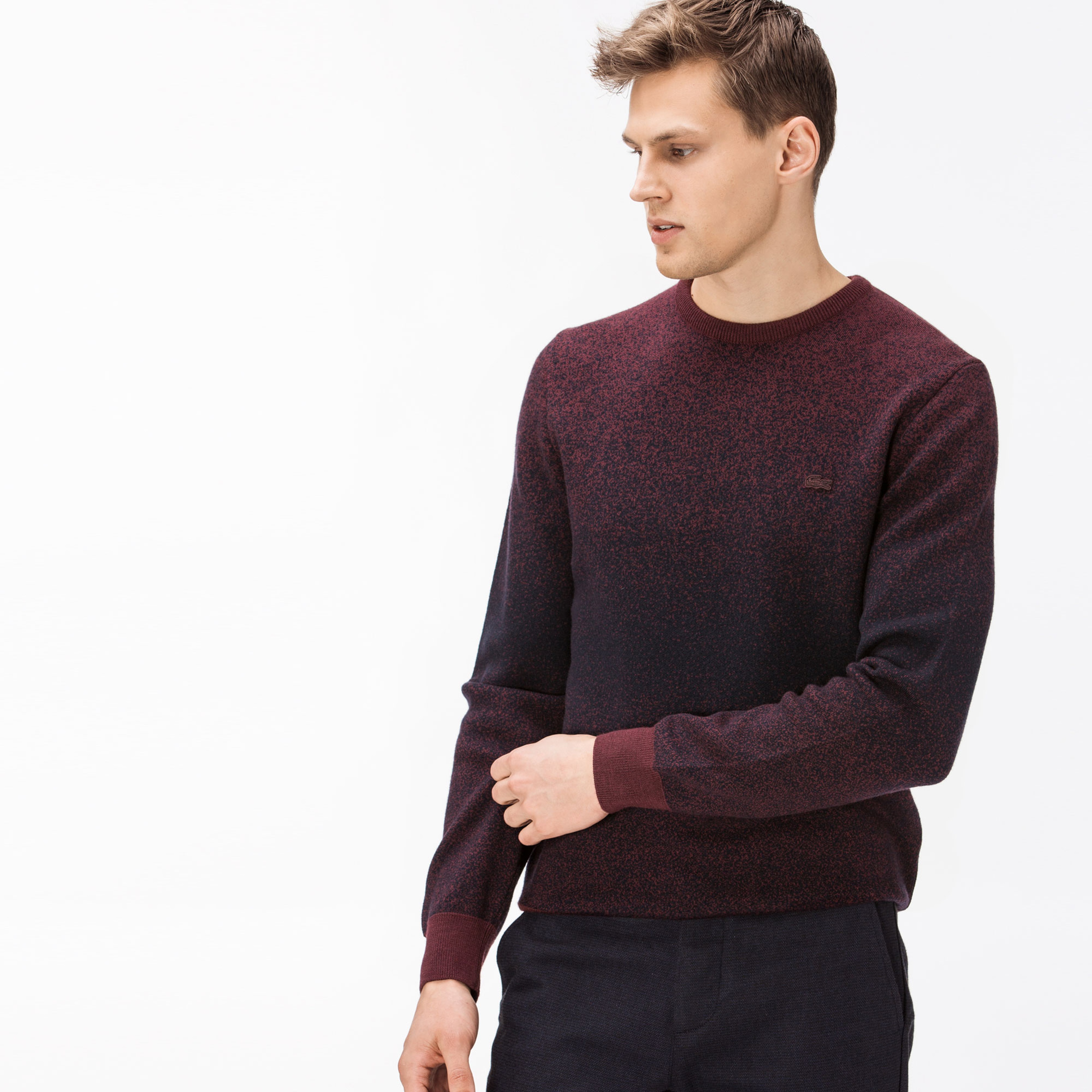 Lacoste Erkek Bordo Bisiklet Yaka Triko Kazak