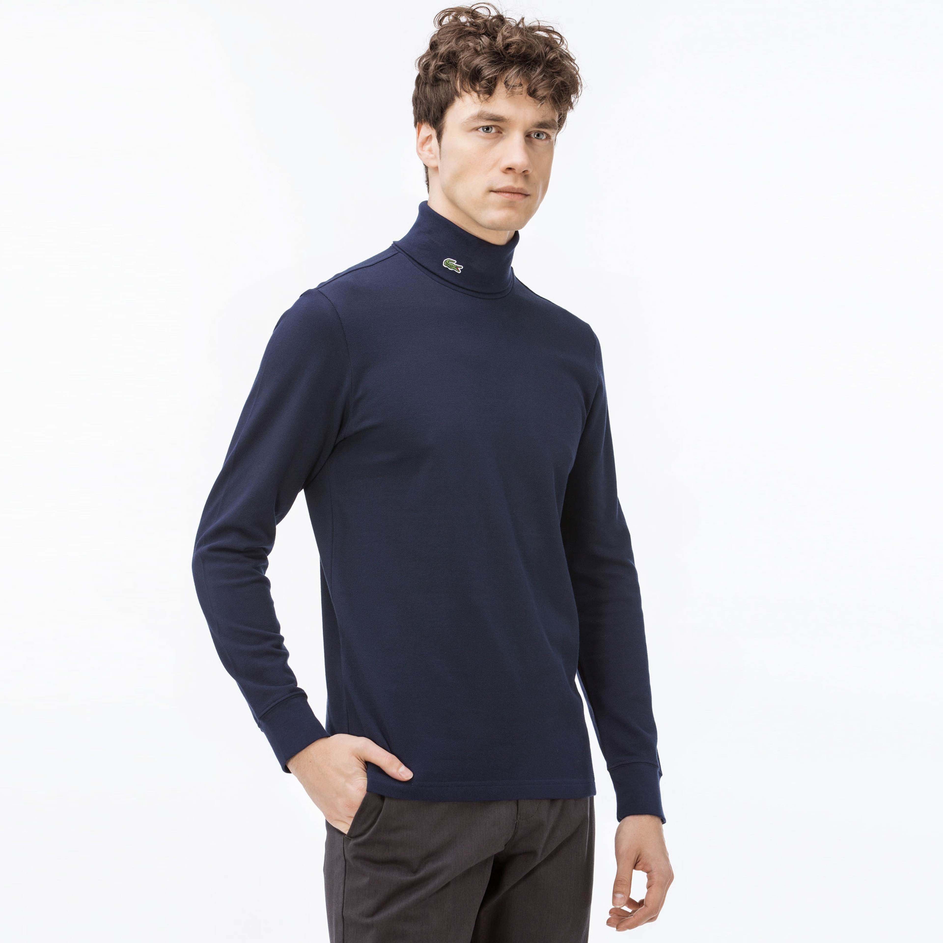 Lacoste Erkek Lacivert Uzun Kollu Boğazlı T-Shirt