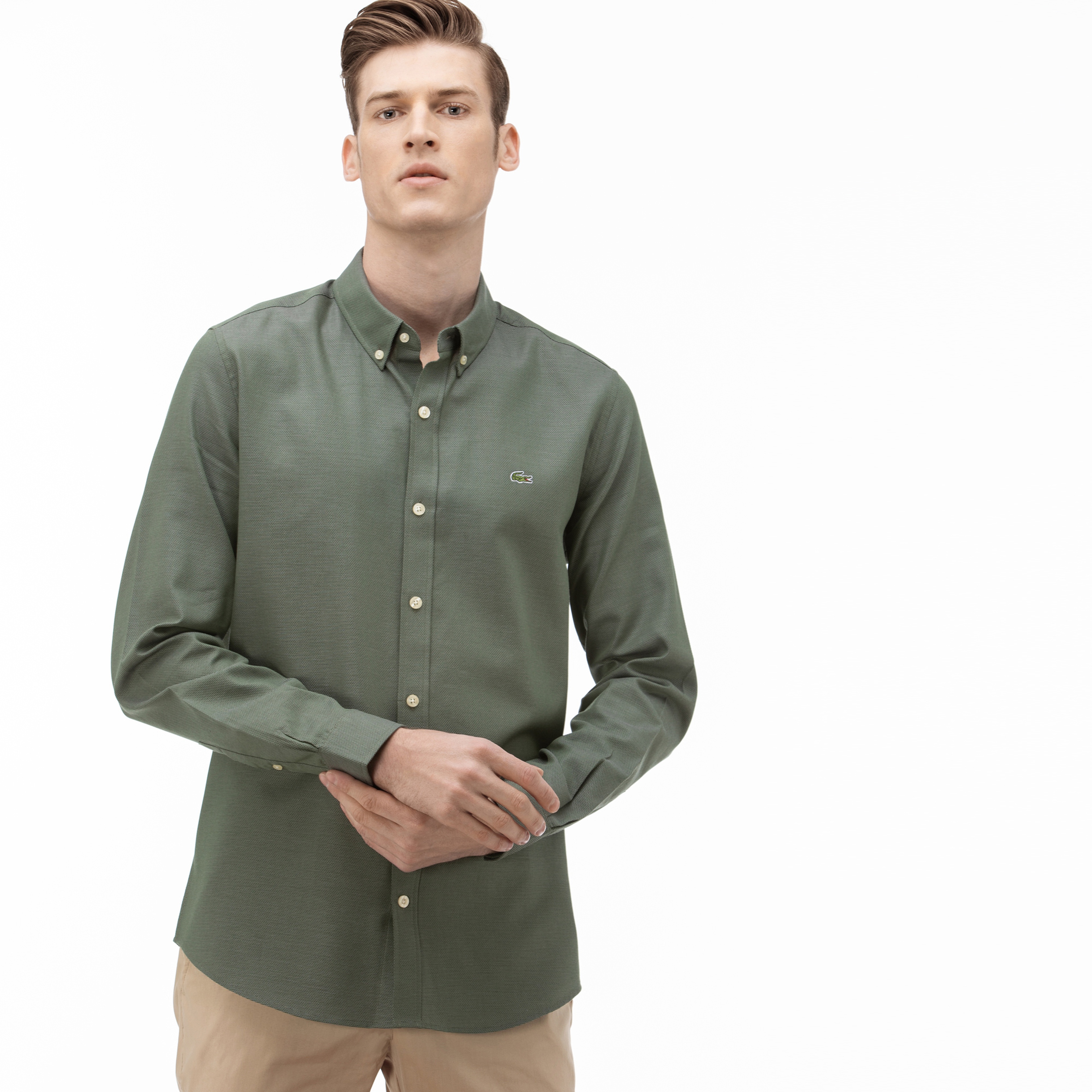 Lacoste Erkek Slim Fit Yeşil Gömlek