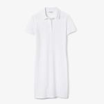 Kadın Slim Fit Kısa Kollu Polo Yaka Beyaz Elbise