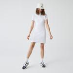 Kadın Slim Fit Kısa Kollu Polo Yaka Beyaz Elbise