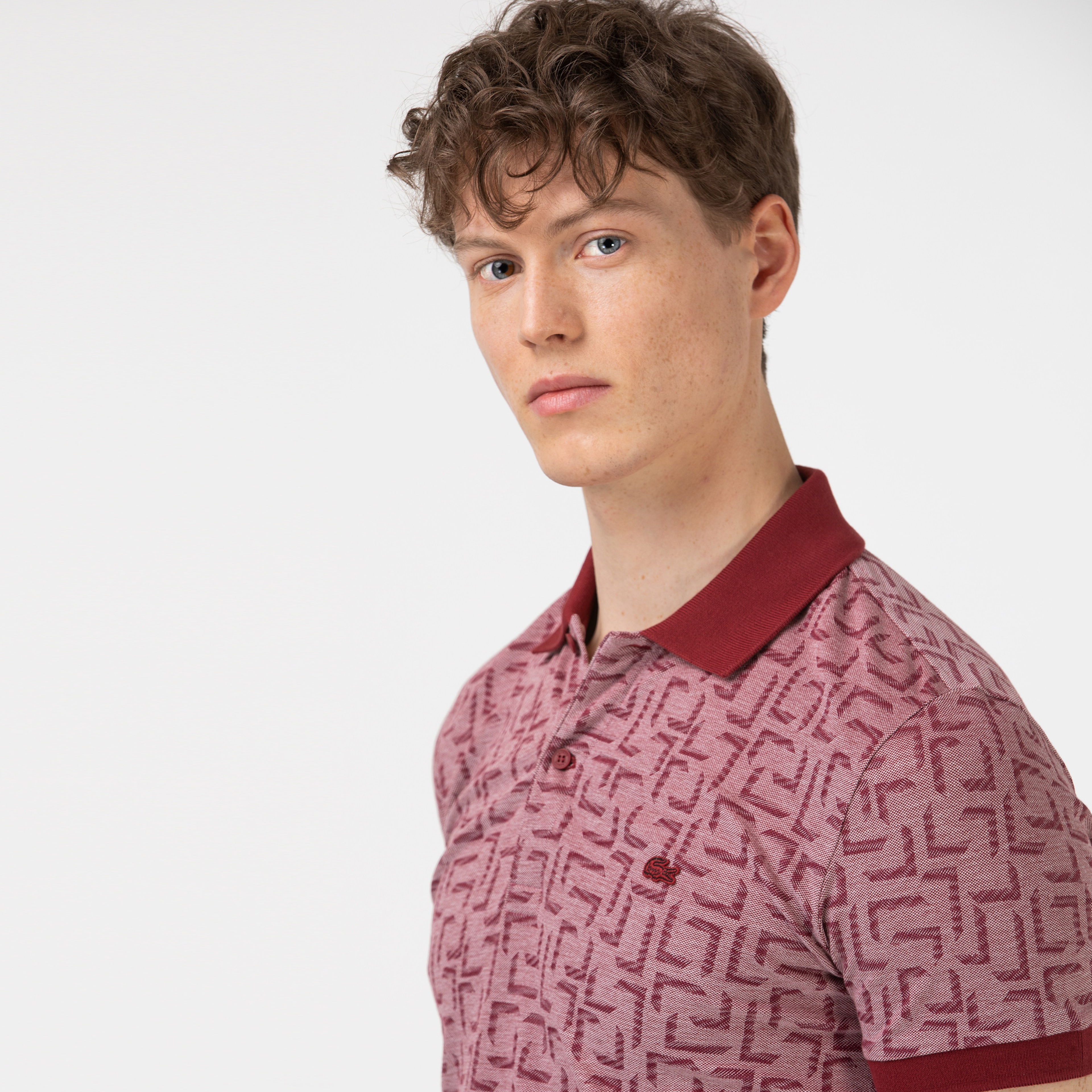 Lacoste Erkek Slim Fit Desenli Bordo Polo