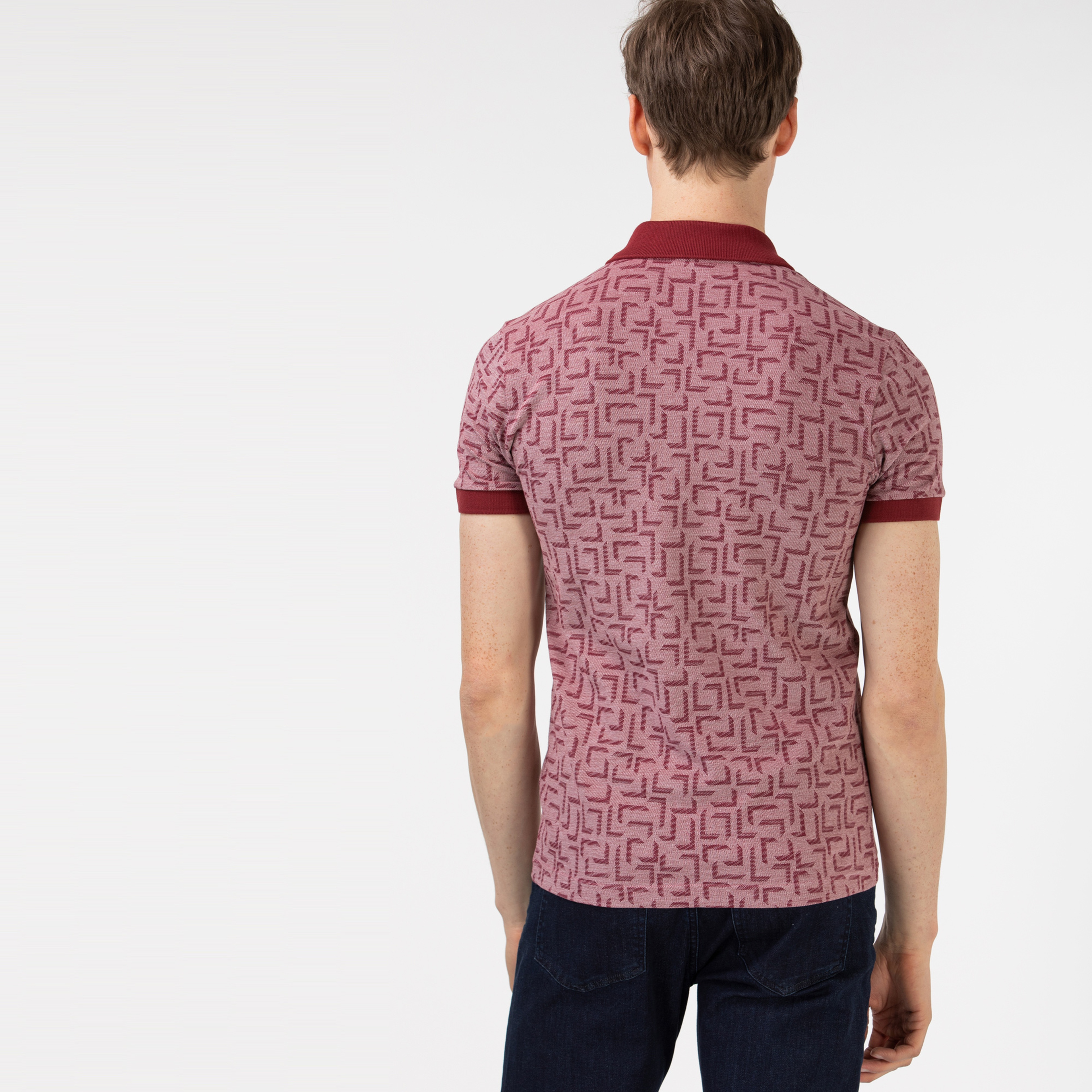 Lacoste Erkek Slim Fit Desenli Bordo Polo