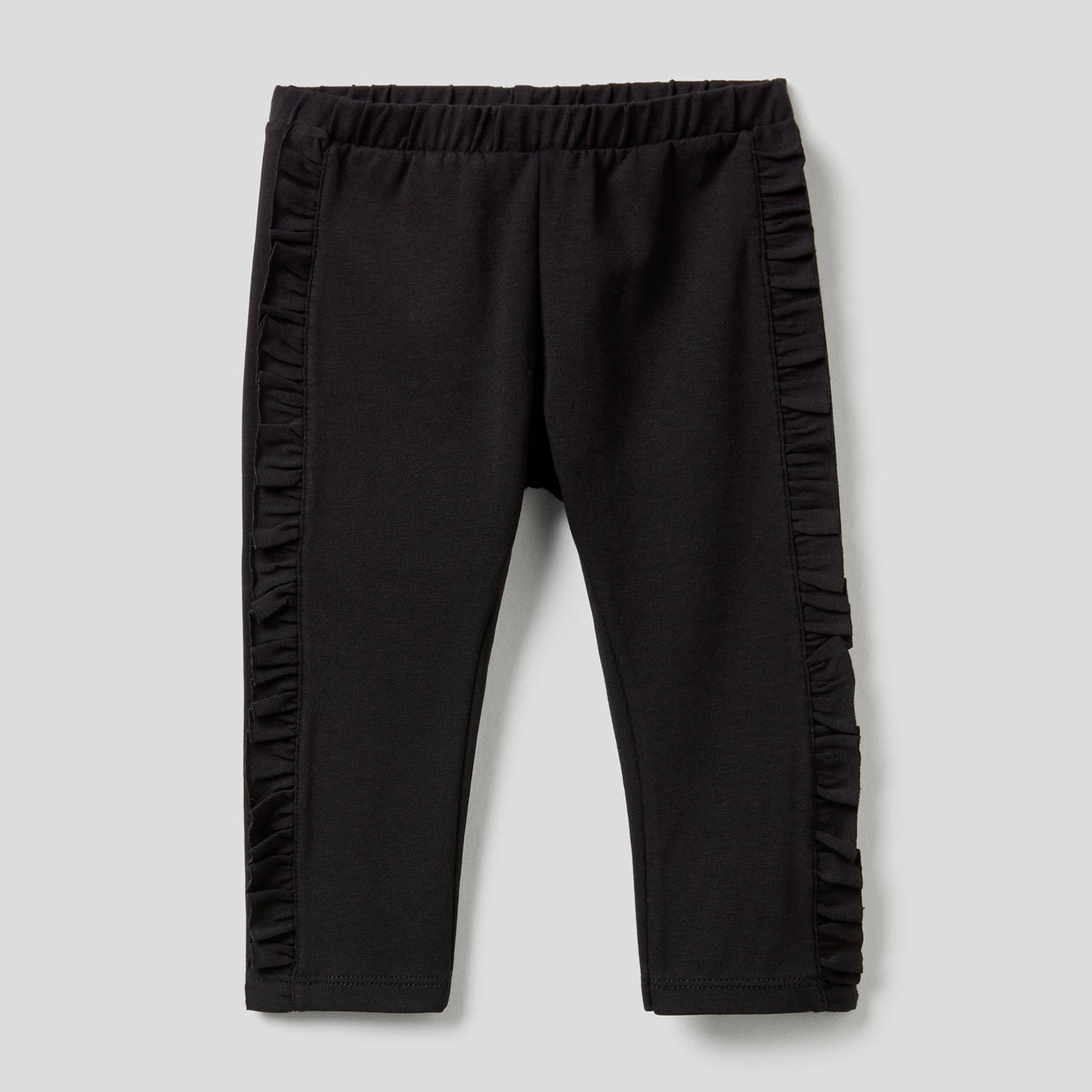 Benetton Fırfır Şeritli Kız Çocuk Siyah Pantolon