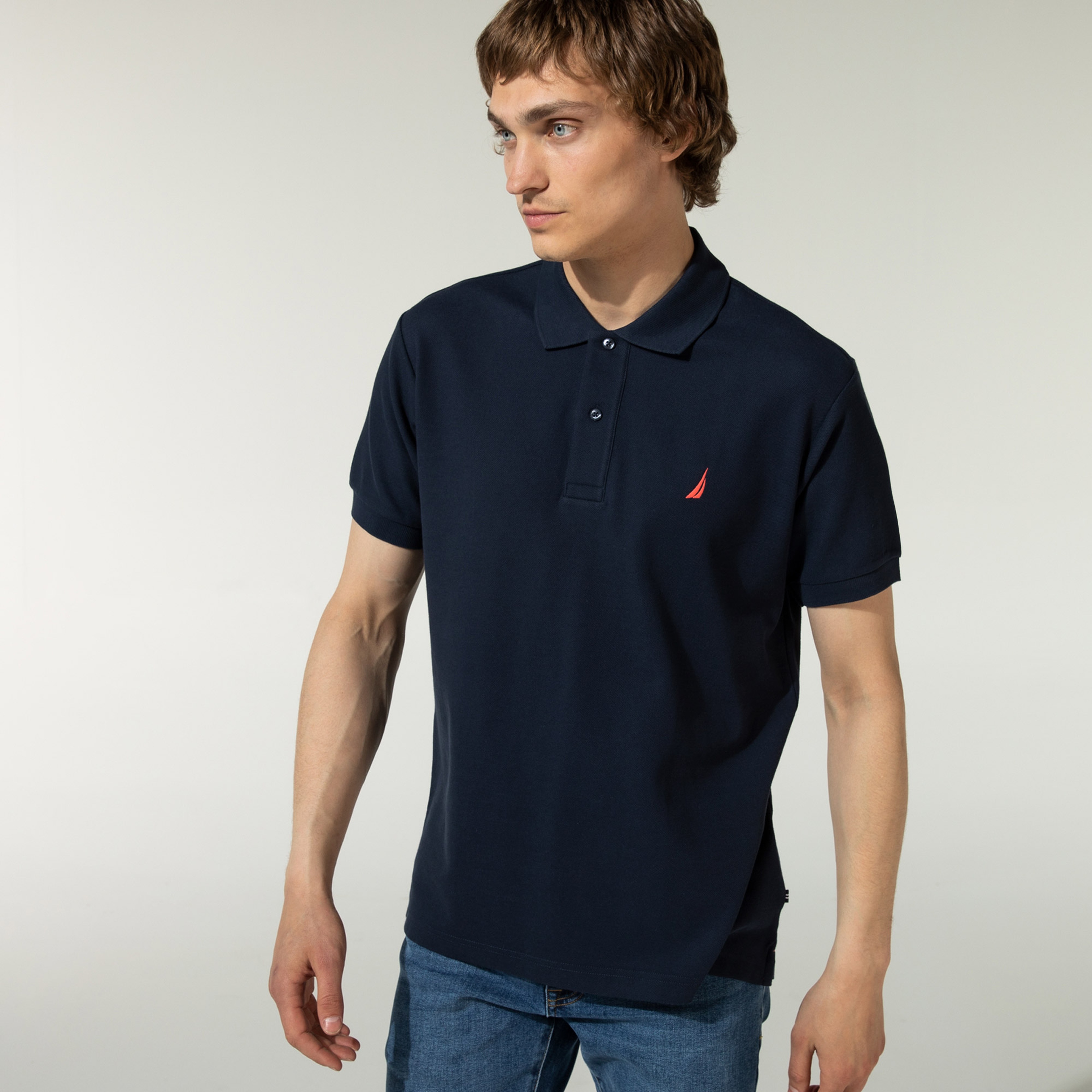 Nautica Erkek Lacivert Kısa Kollu Pamuklu Classic Fit Polo