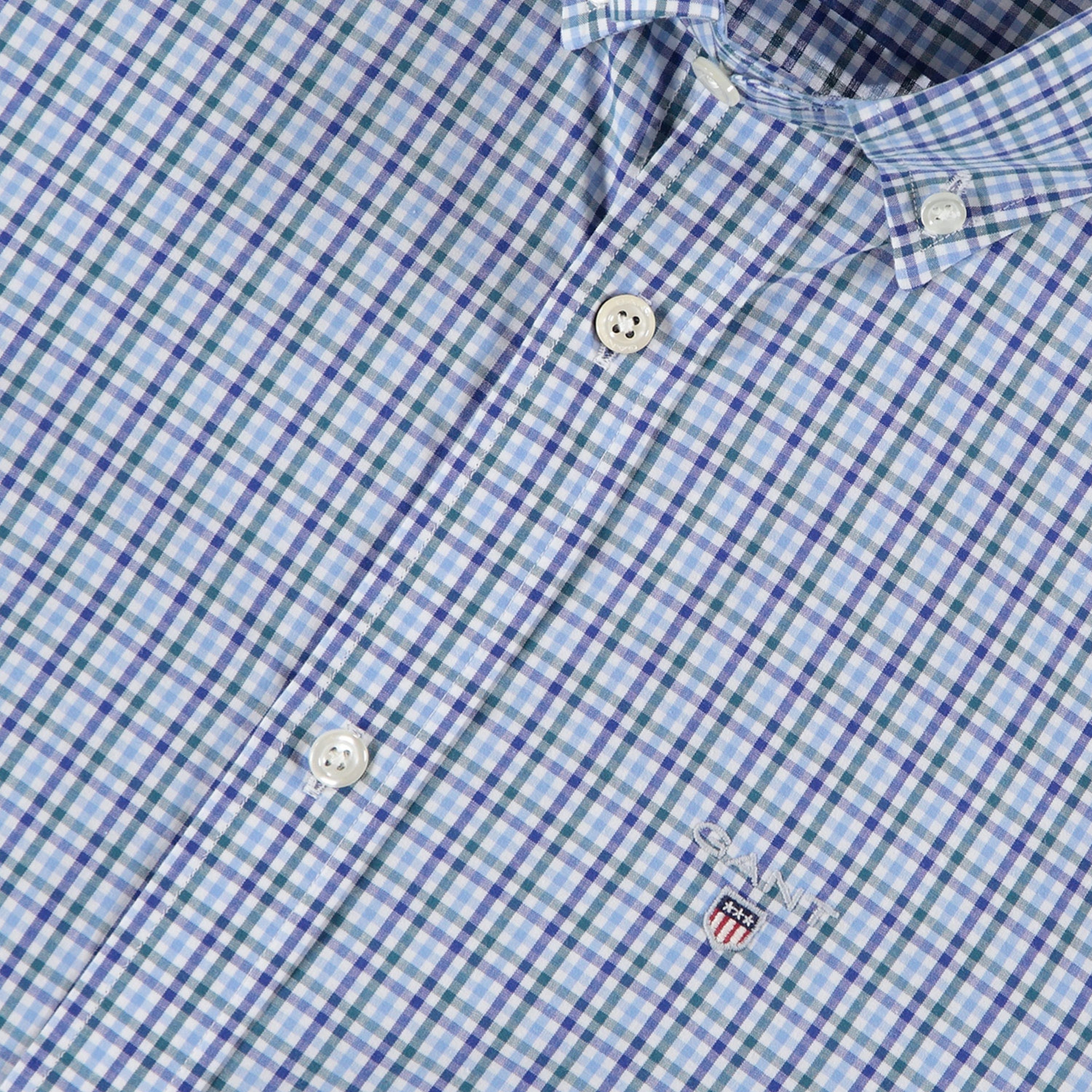 Gant Erkek Mavi Kareli Slim Fit Gömlek