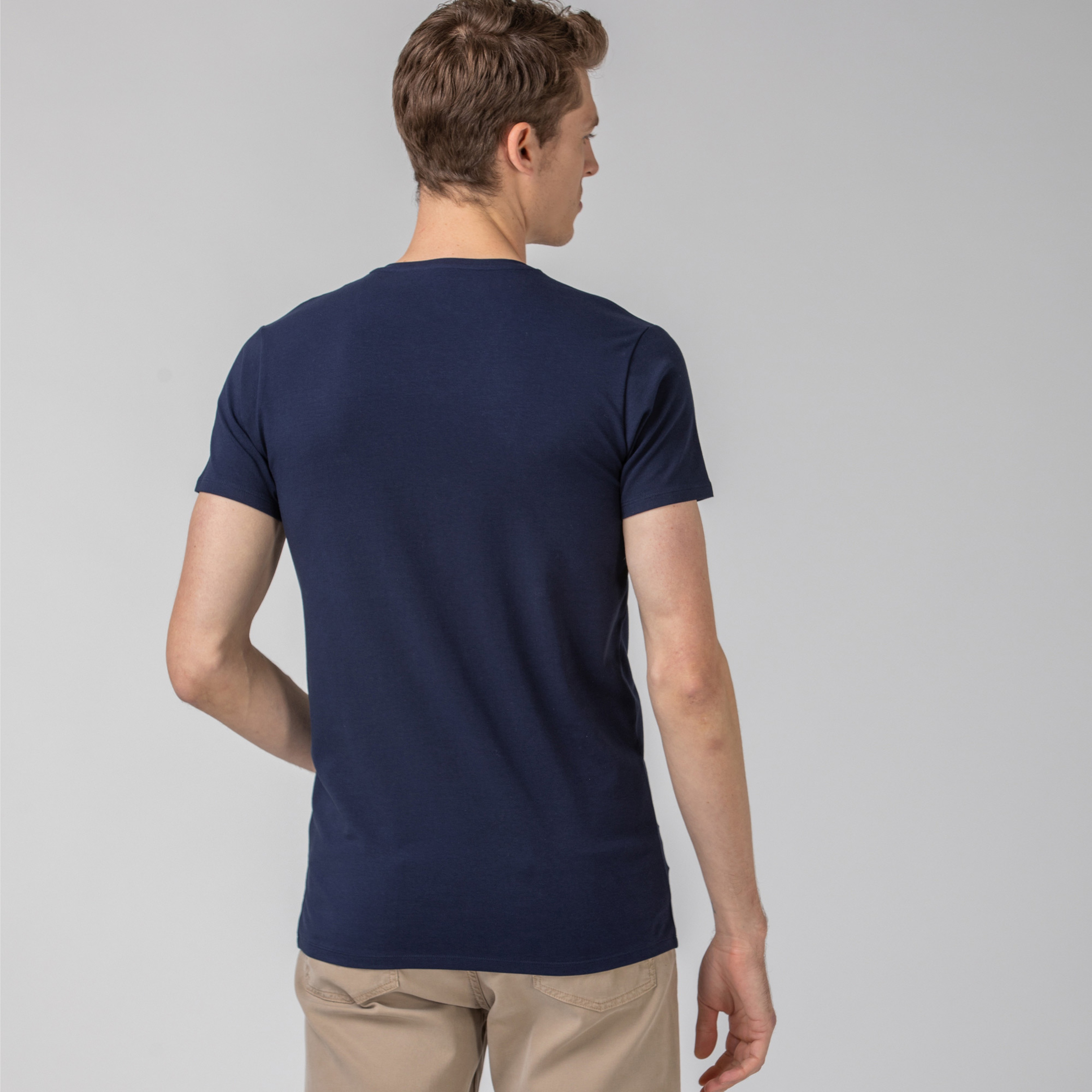 Lacoste Erkek Regular Fit V Yaka Lacivert T-Shirt