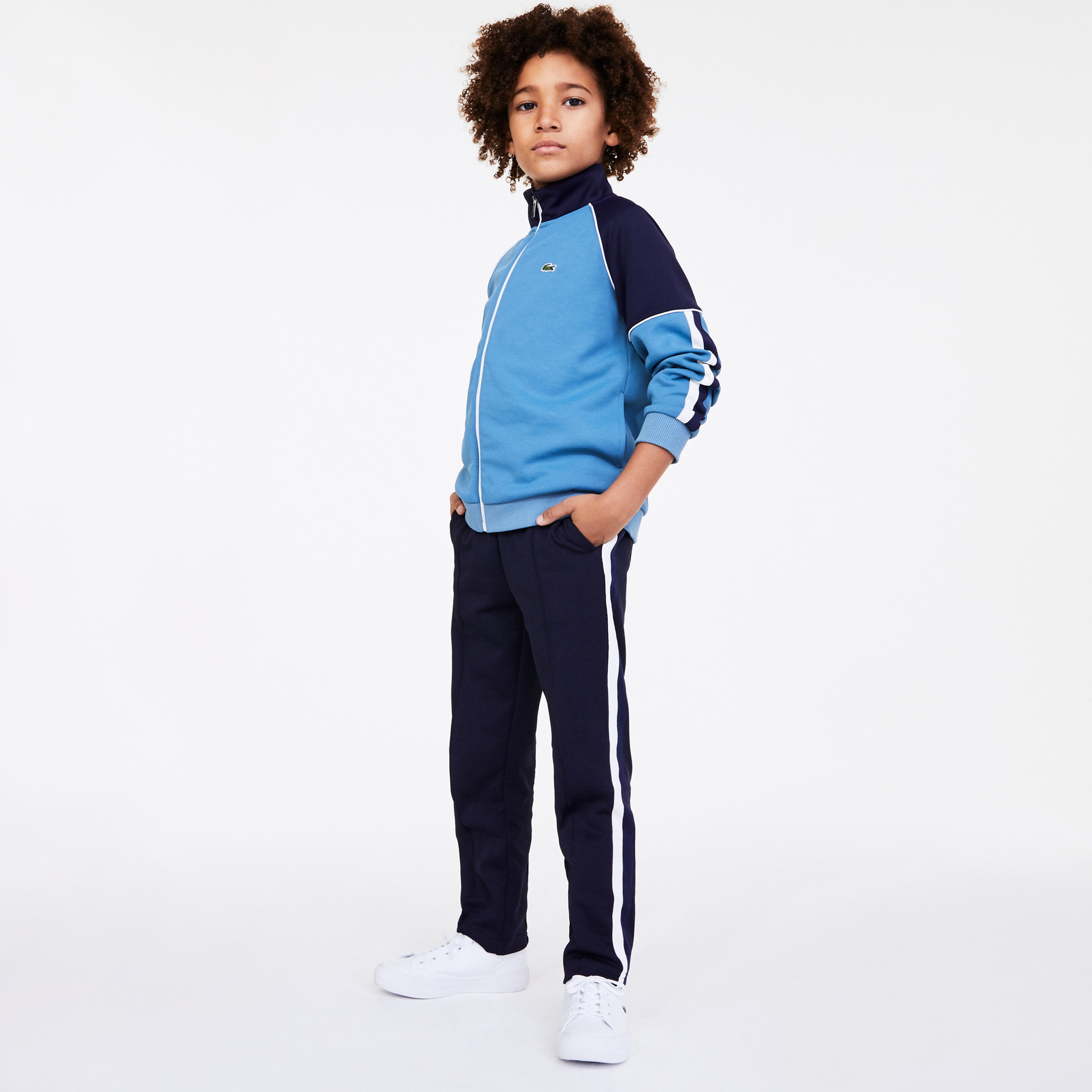 Lacoste Çocuk Çizgili Lacivert - Beyaz Eşofman Altı