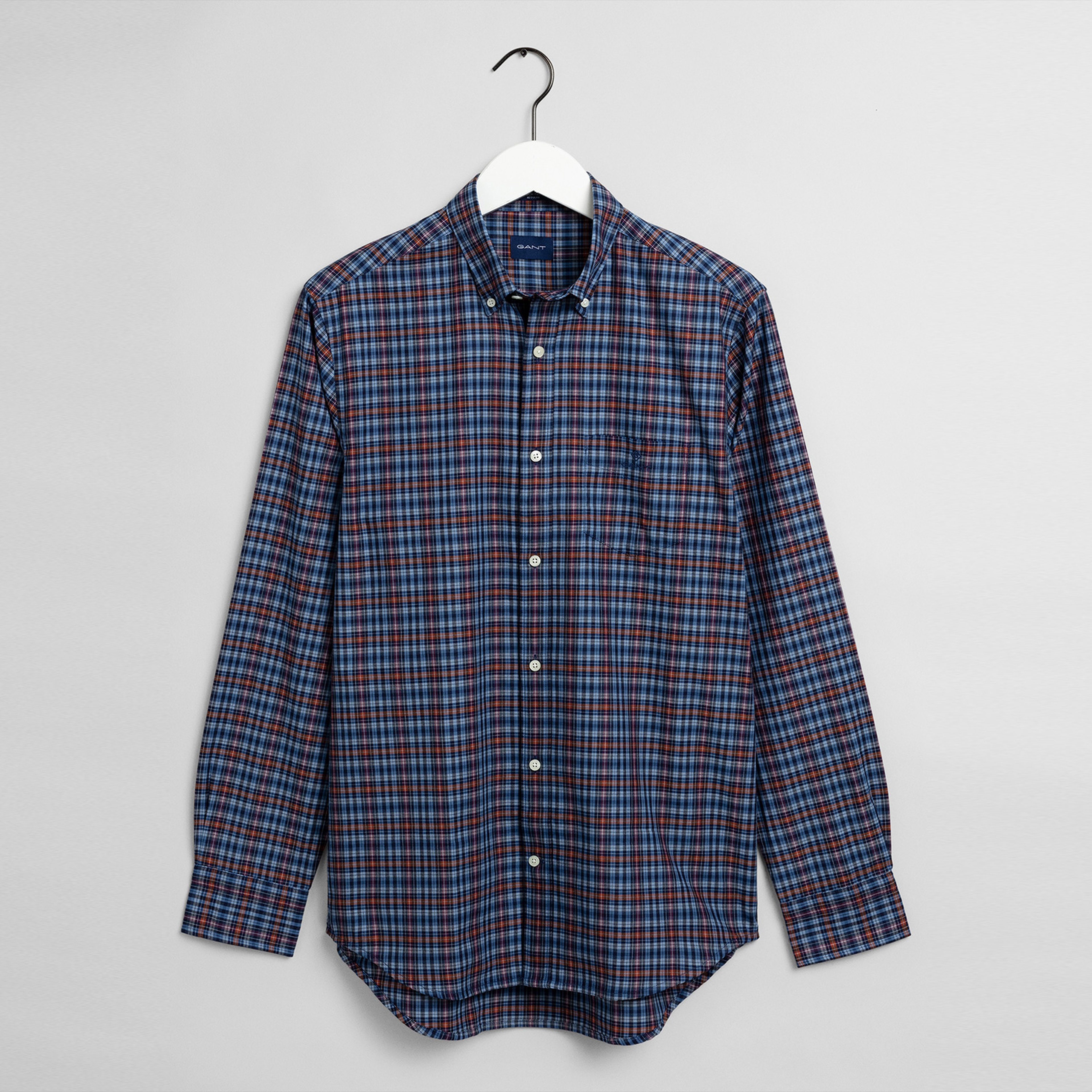 GANT Erkek Mavi Kareli Regular Fit Gömlek