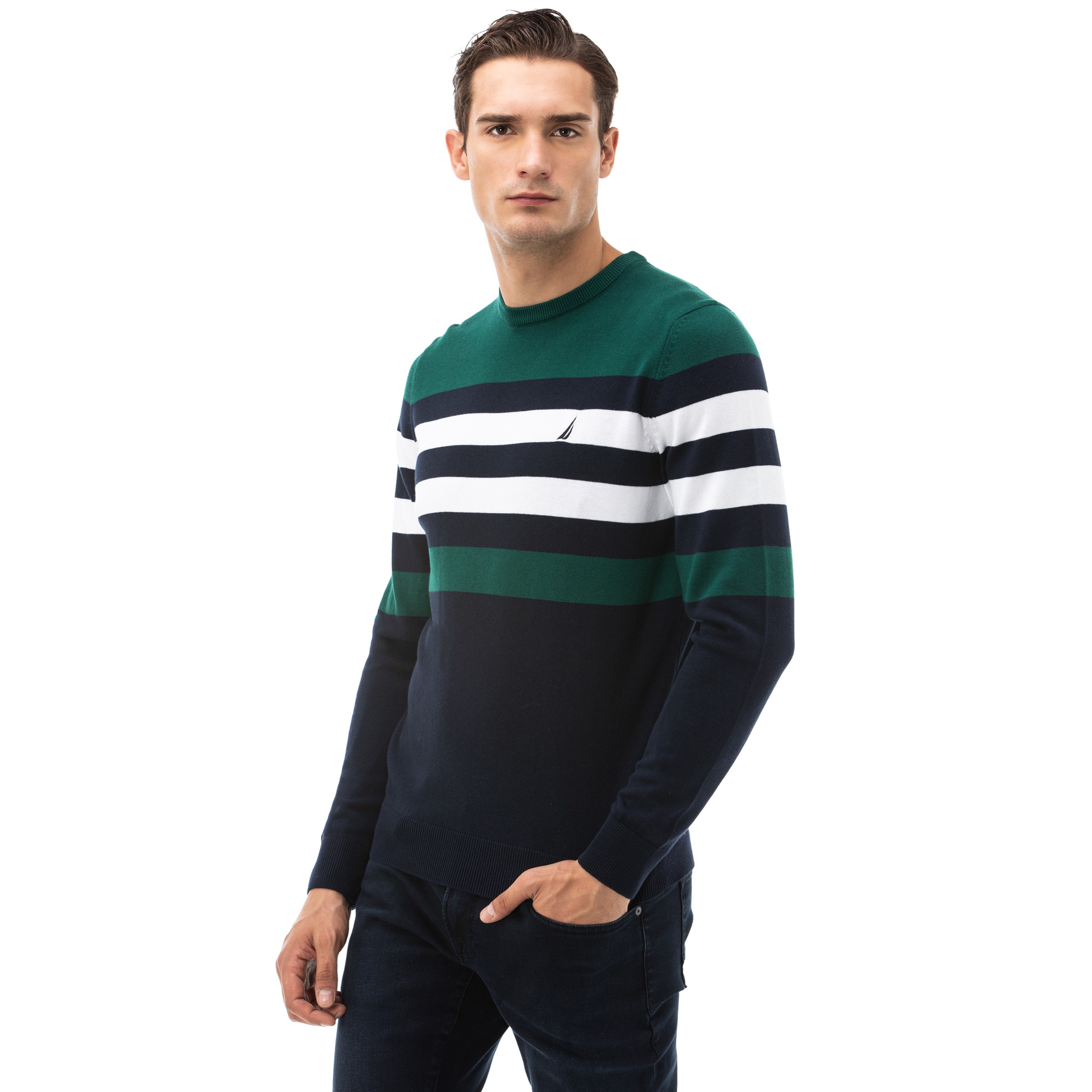 NAUTICA ERKEK YEŞİL TRİKO KAZAK