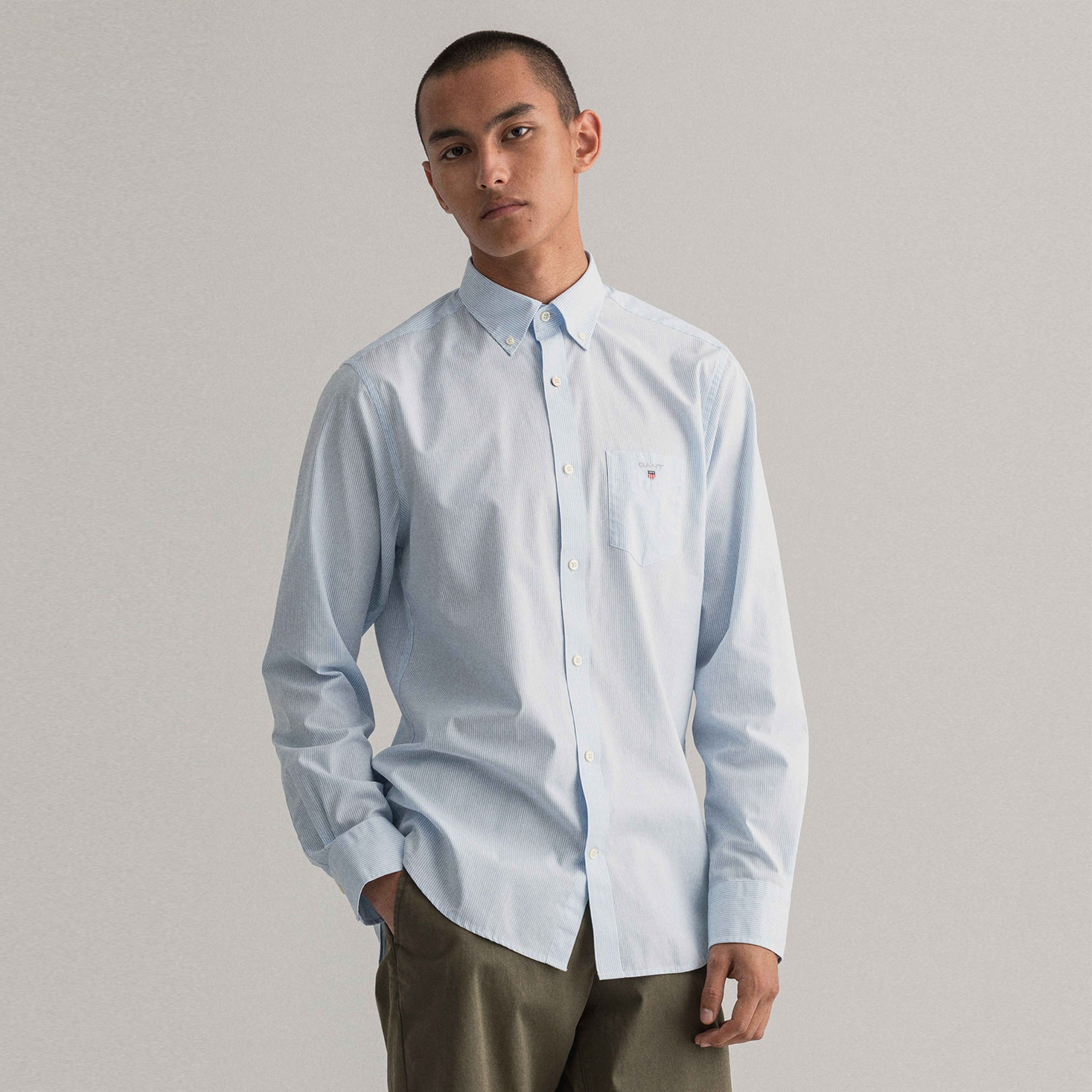 GANT Erkek Mavi Regular Fit Düğmeli Yaka Gömlek