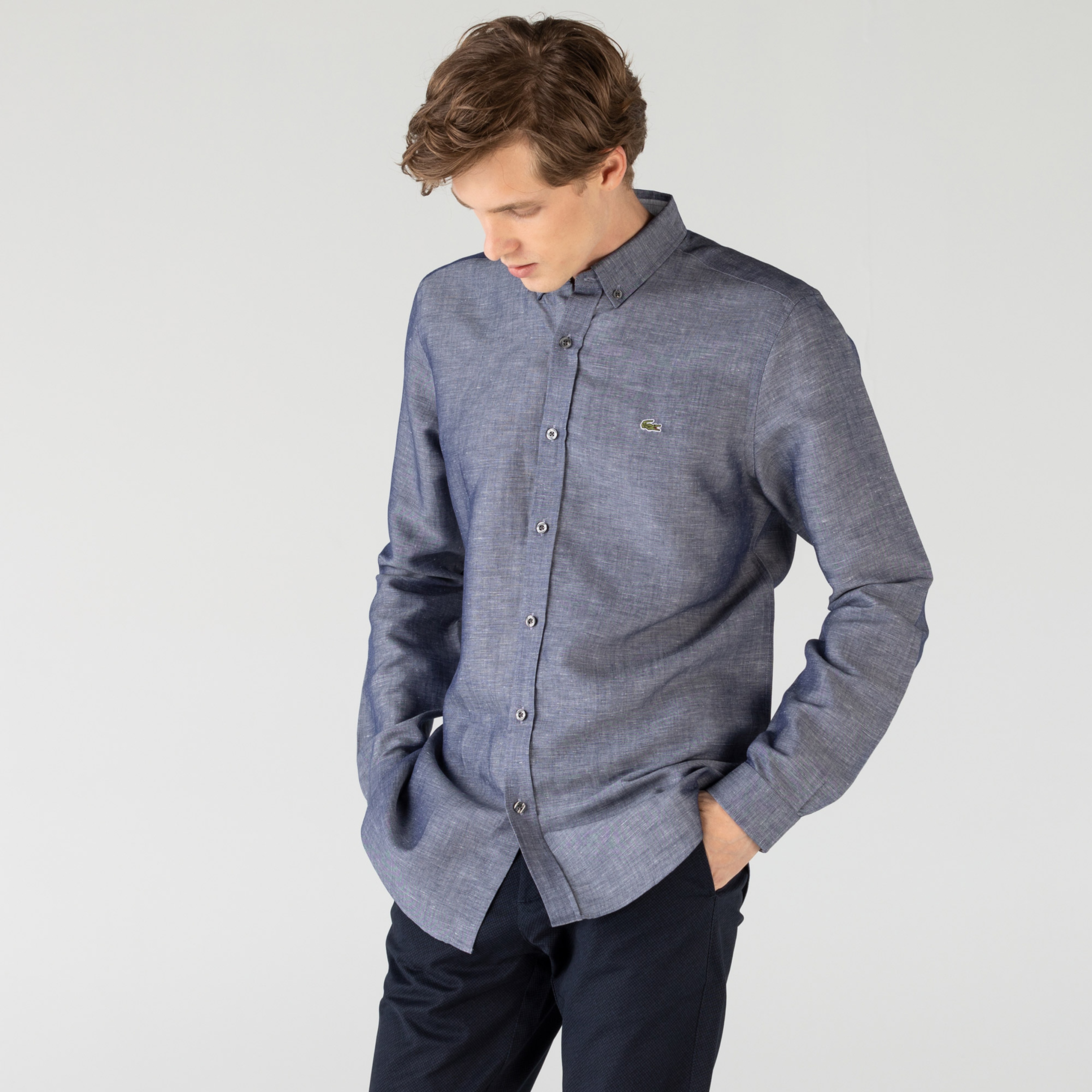 Lacoste Erkek Regular Fit Gri Gömlek